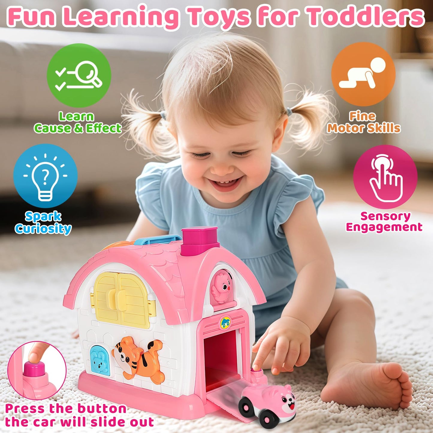 Montessori Toys for 1 Year Old Girls Gifts, Interactive Baby Musical Toy, 10-in-1 Musical Learning House 12-18 Months, First 1st Birthday Girl Gifts, for Toddler Age 1,2,3 Year Old Girl