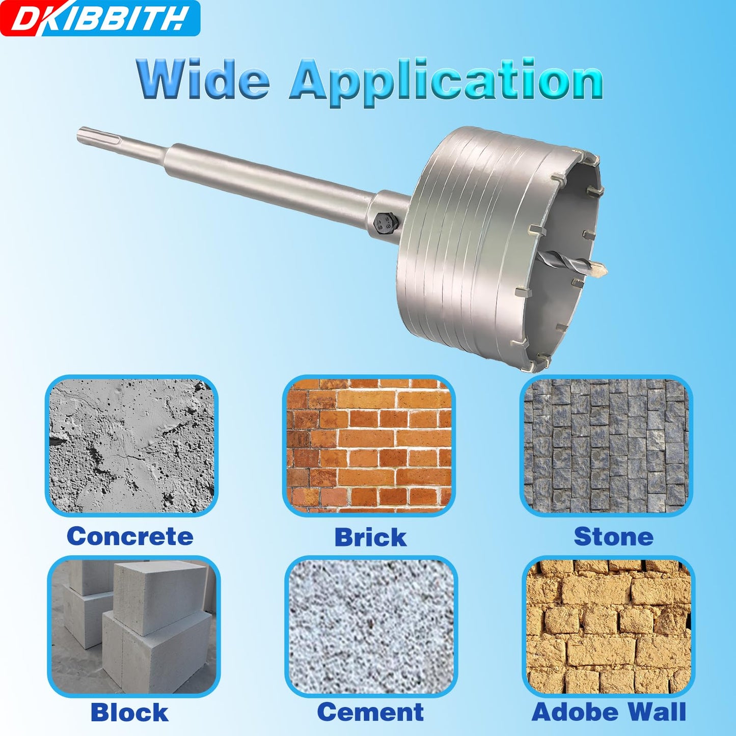 6-5/16" Concrete Hole Saw, 160mm Tungsten Steel Core Bit for Cinder Block, Brick, Rock, Plank Walls for Pipes or mini Split Lines, with SDS Plus Shank and 2 Center Positioning Drill Bits.