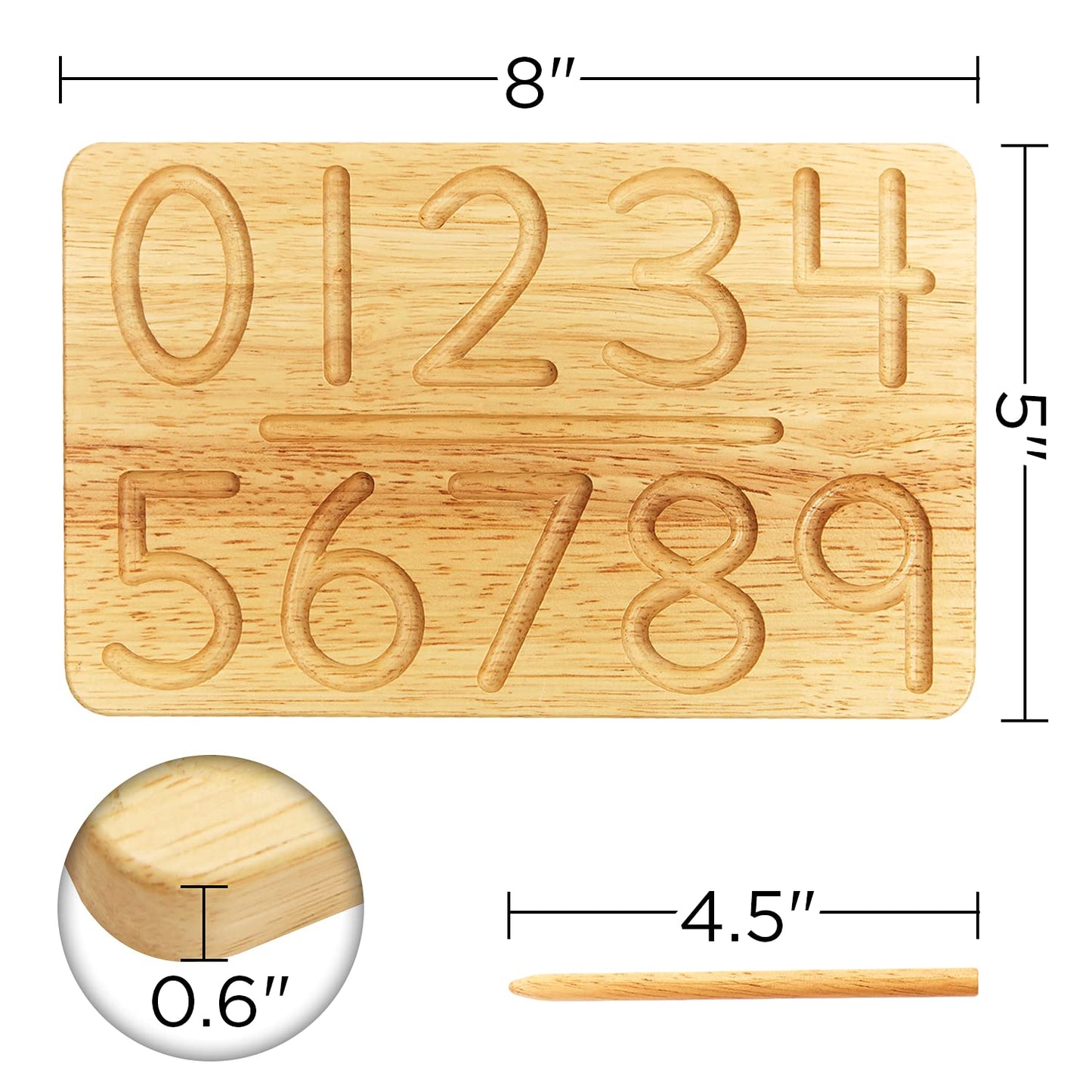 Montessori & Me Wood Number Tracing Board - Montessori Wooden Numbers and Shapes Complements Wooden Letter Tracing Board - Large Wooden Print Numbers for Toddler to Preschool
