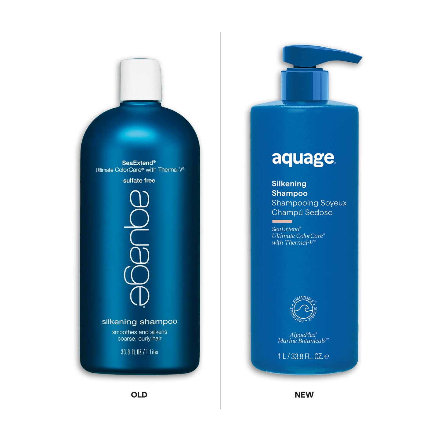 Aquage SeaExtend Silkening Shampoo , Smoothes and Silkens Coarse, Curly Hair, 33.8 oz.