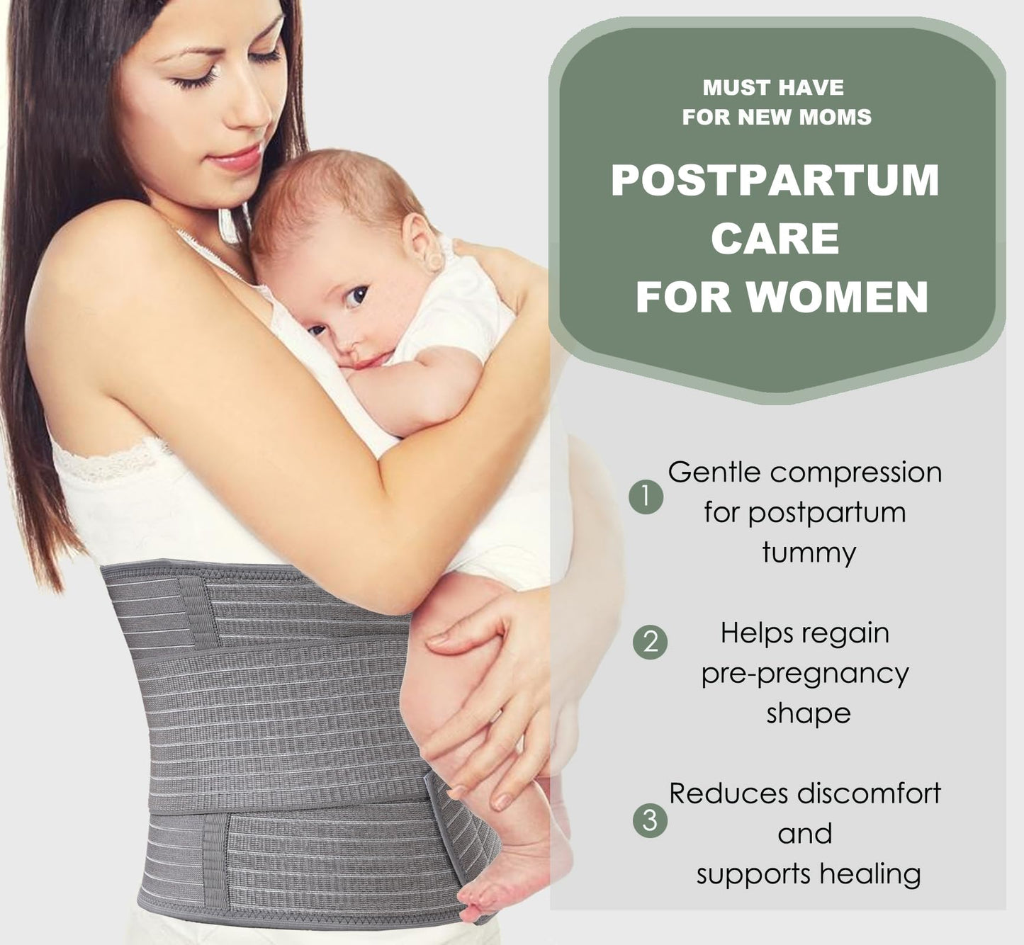 Abdominal Binder Post Surgery - Postpartum Belly Band Wrap | Post C Section Belly Binder Recovery Belt | Stomach Compression Hernia Belt For Men or Women After Pregnancy, Hysterectomy (Large/X-Large)