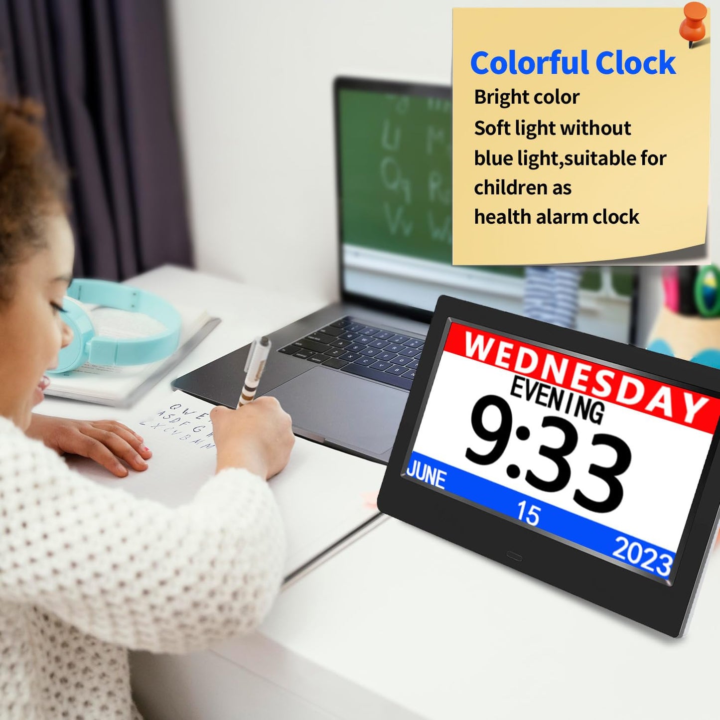 AINFTIME DST Clock with Day and Date for Elderly-3 Display Digital Calendar Alarm Day Dementia Alzheimers Clock with Extra Large Display (10.1in Black)