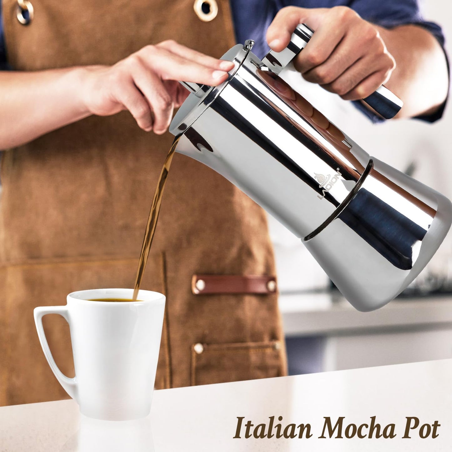 LAOION Stovetop Espresso Maker, 12Cup 17.5 oz Moka Pot, Stainless Steel Cuban and Italian Coffee Maker for Cafetera Cubana, Greca De Cafe Induction Stovetop Compatible, Coffee Gift for Home Travel