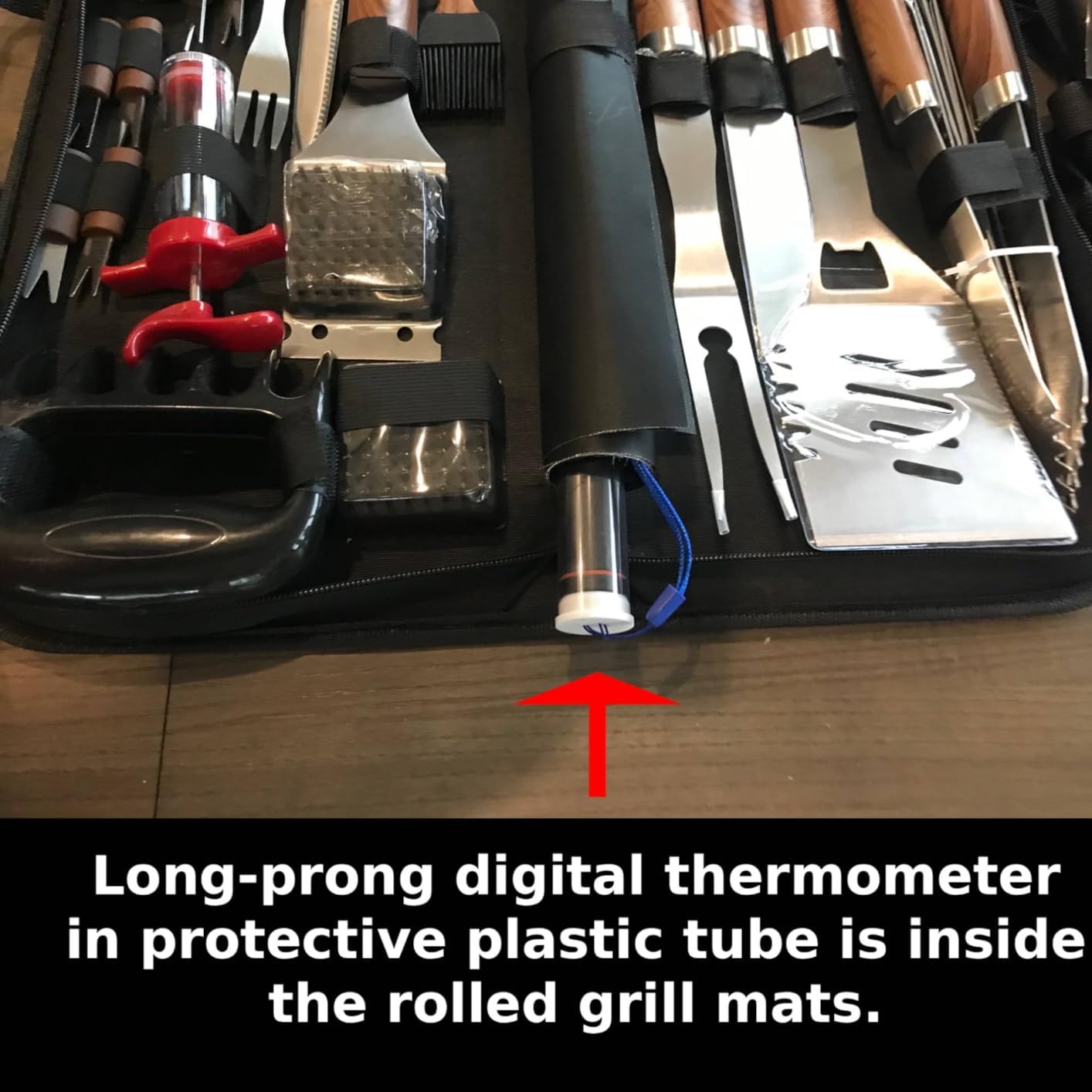 Kaluns 35PC BBQ Grill Tools Set β Heavy Duty Stainless Steel Grill Accessories Kit with Case, Meat Thermometer, Injector, Claws & Mats for Dad, Men