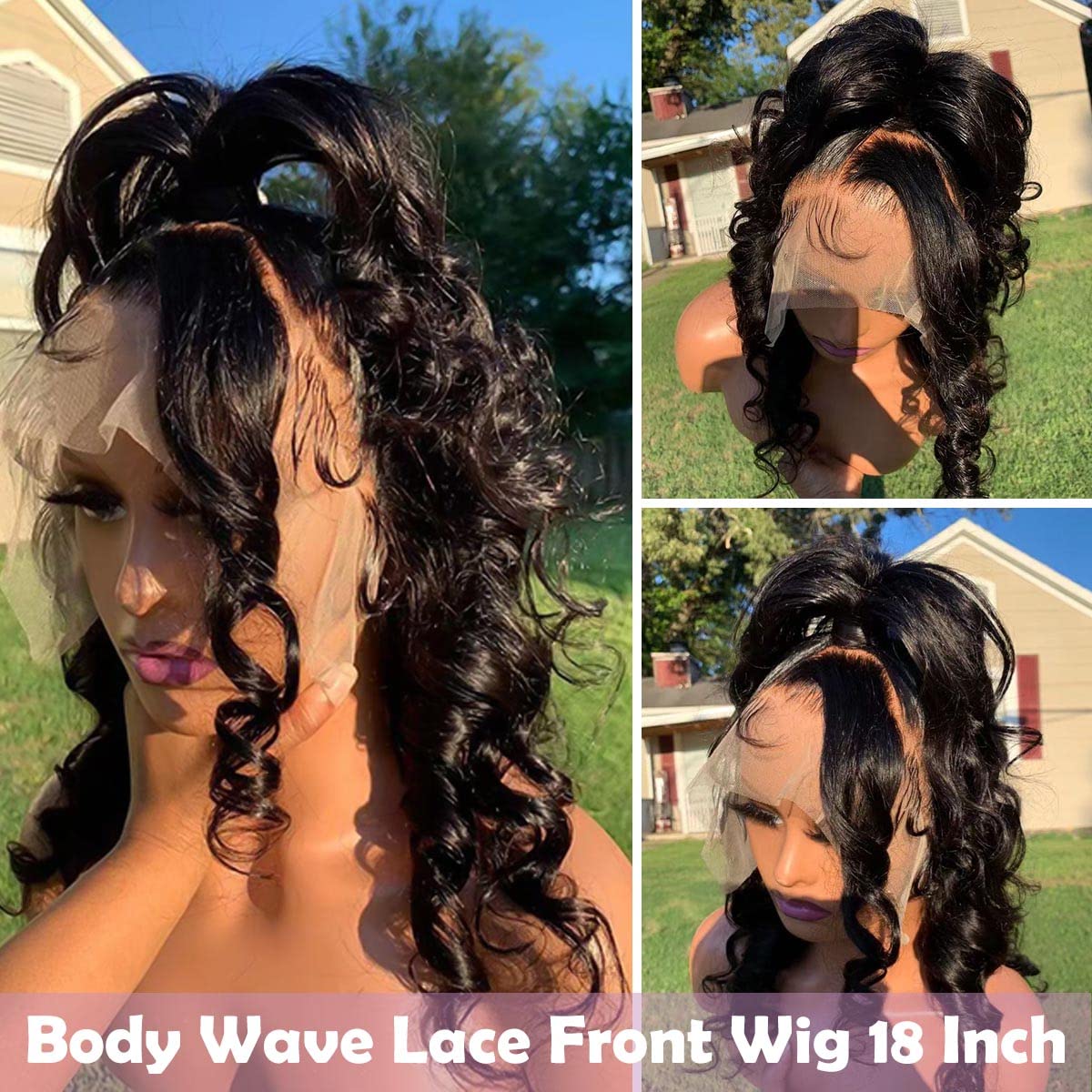 FASCARA 13x4 Body Wave Lace Front Wigs Human Hair Pre Plucked 180% Density HD Transparent Lace Frontal Wigs Human Hair for Women 9A Glueless Wig Human Hair with Baby Hair 18 Inch Natural Color