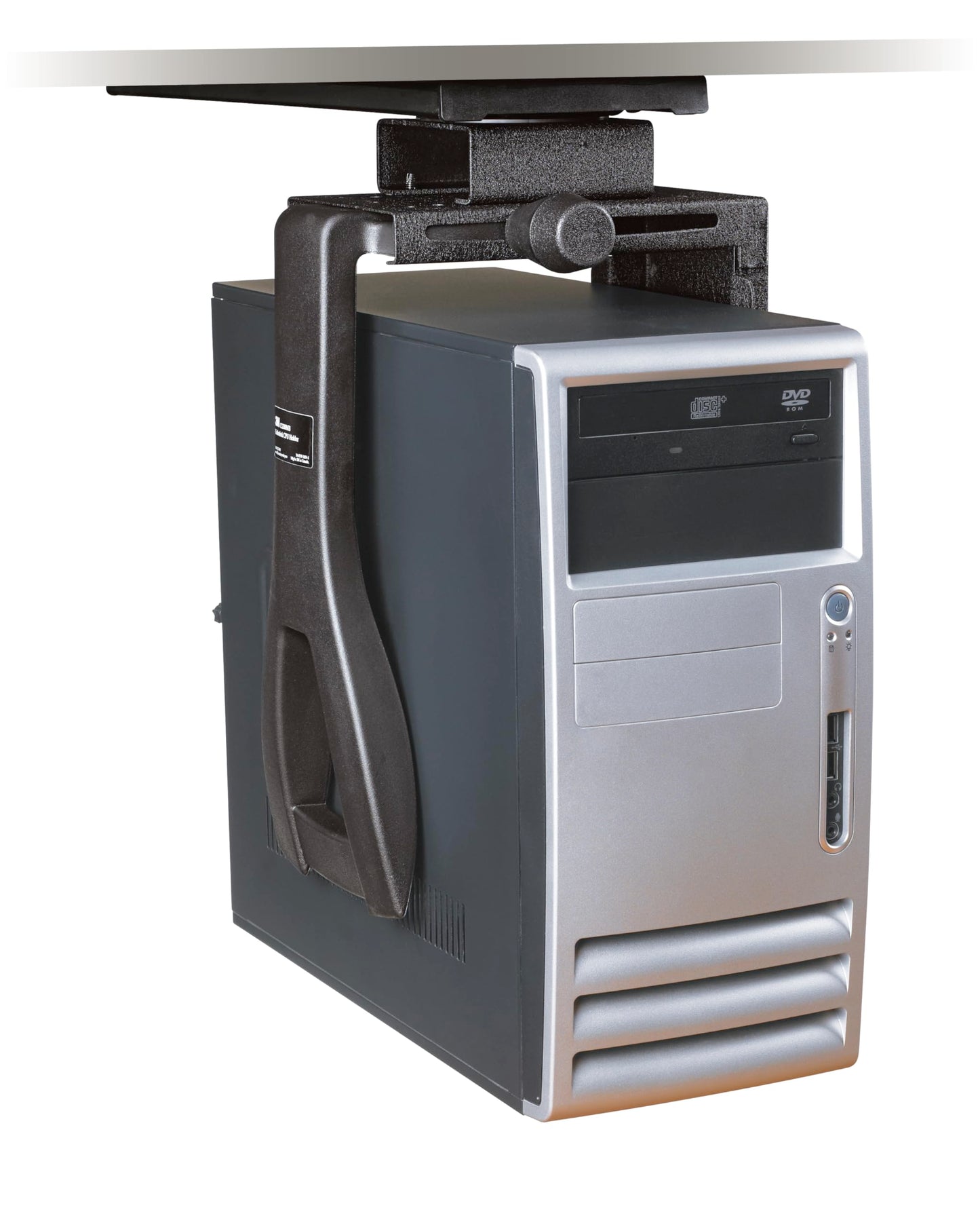 3M Under-Desk Computer Tower CPU Holder, Width Adjust from 3.5" to 9.3", Height Adjust from 12.5" to 22.5" to Fit Most CPU's up to 50 lbs, 360⁰ Swivel, Steel Construction, 17" Track, Black, (CS200MB)