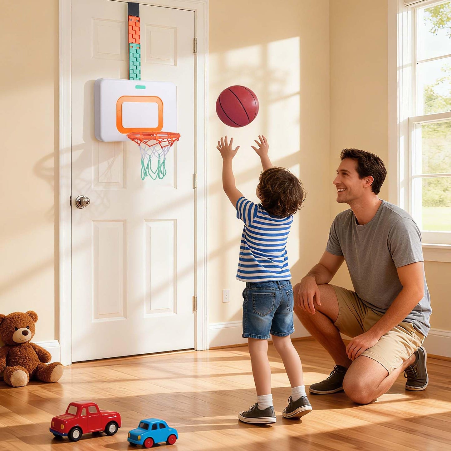 CYFIE Adjustable Basketball Hoop Toys Toddler, Indoor/Outdoor Hanging Basketball Hoop with Sturdy Backboard & 3 Balls, Basketball Toys for Adults Boys Girl Teens Age 3 4 5 6 7 8 9 10+