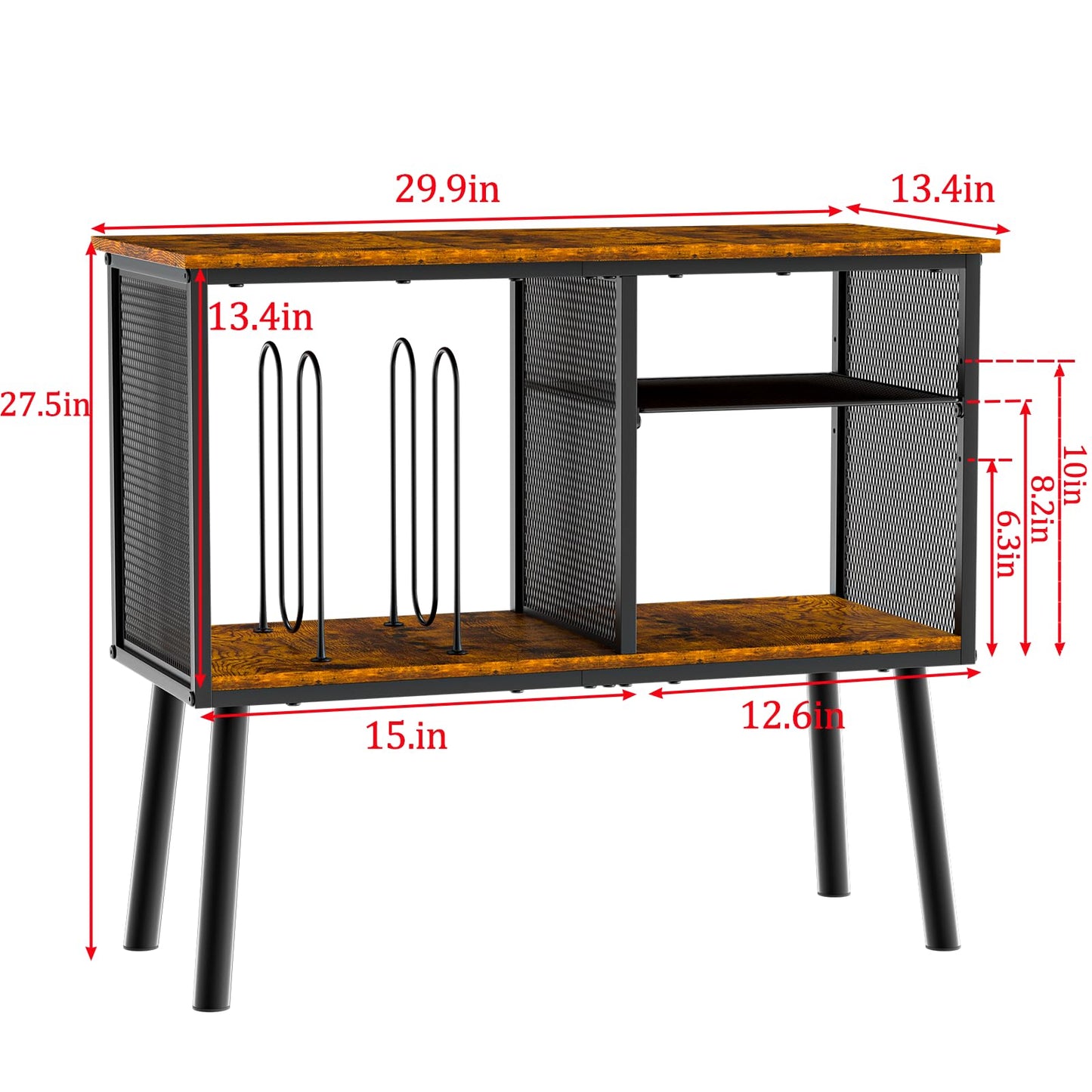 Record Player Stand with Adjustable Divider Vinyl Storage Holder Up to 200 Albums Mid-Century Large Record Player Table Vinyl Holder Turntable Stand End Table for Bedroom & Living Room, Patent Pending