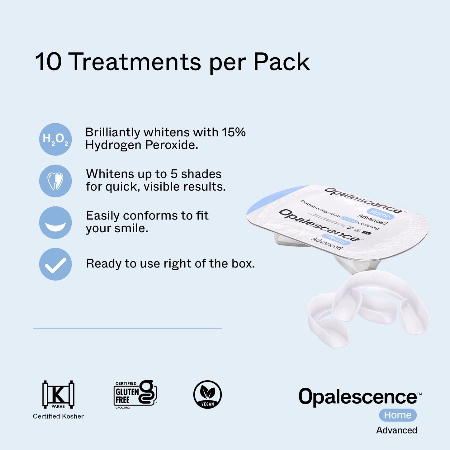 Opalescence Home Advance Gel Prefilled Teeth Whitening Trays 15% – (10 Treatments) Hydrogen Peroxide PF Teeth Whitening Kit – Enhanced Opalescence GO Trays 5822-T