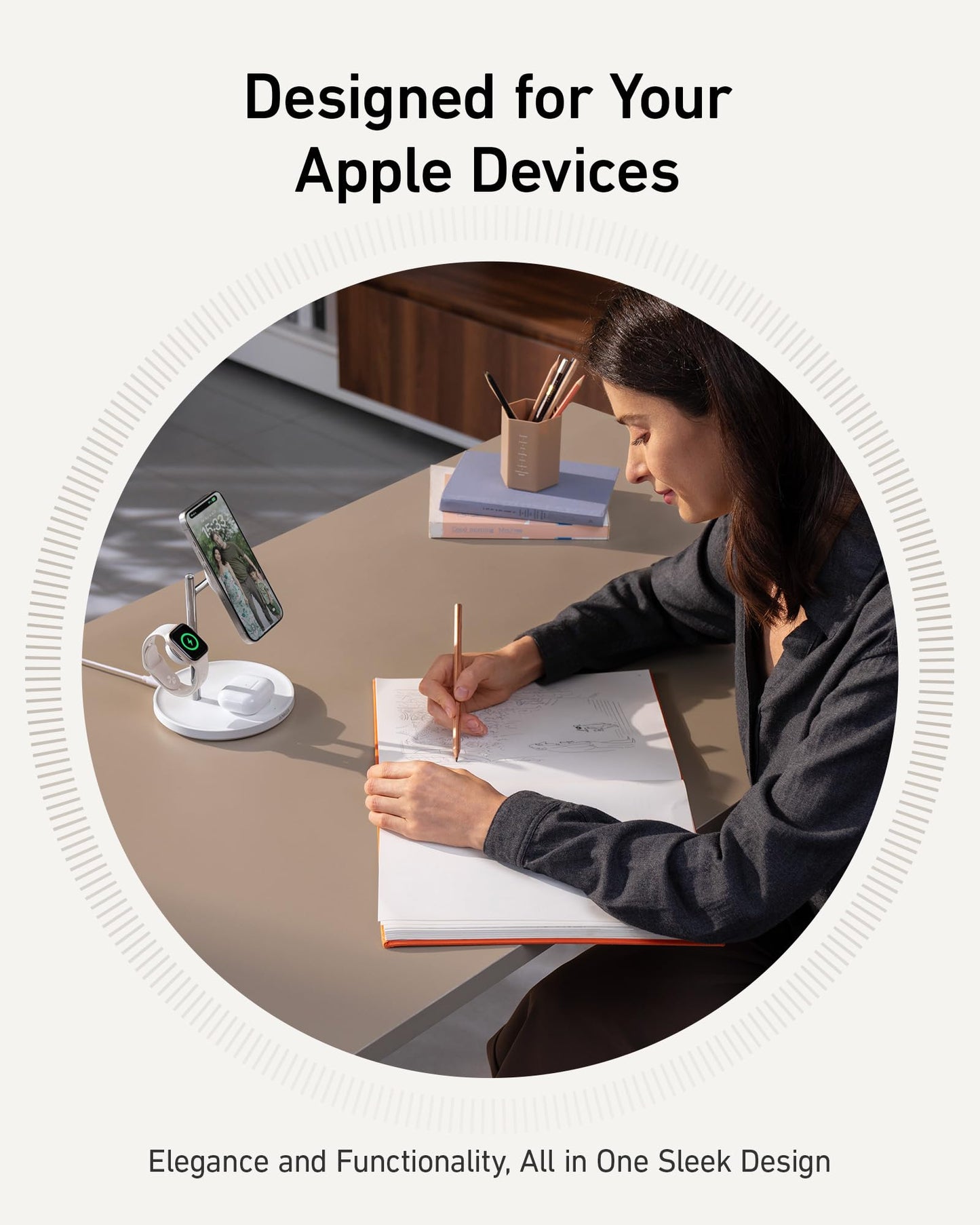 Anker MagSafe-Compatible iPhone 16 Wireless Charging Stand, MagGo 3 in 1 Wireless Charging Station, Qi2 Certified 15W Wireless Charger, Desk Accessory, for iPhone 16/15/14/13/12, Apple Watch, AirPods