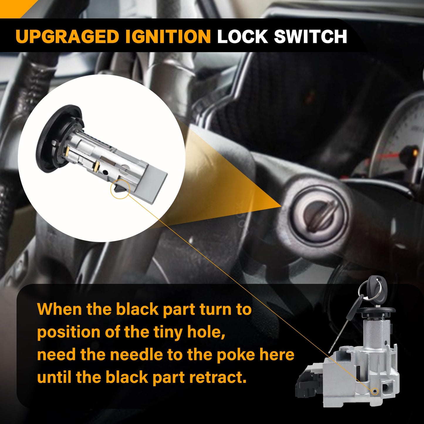 924-715 US-312L 924-713 Ignition Assembly | Lock Cylinder Switch & Cylinder Housing & Starter Switch | Compatible with Chevy Silverado Suburban GMC Sierra Cadillac 2001 2002 2003 2004 2005 2006 2007