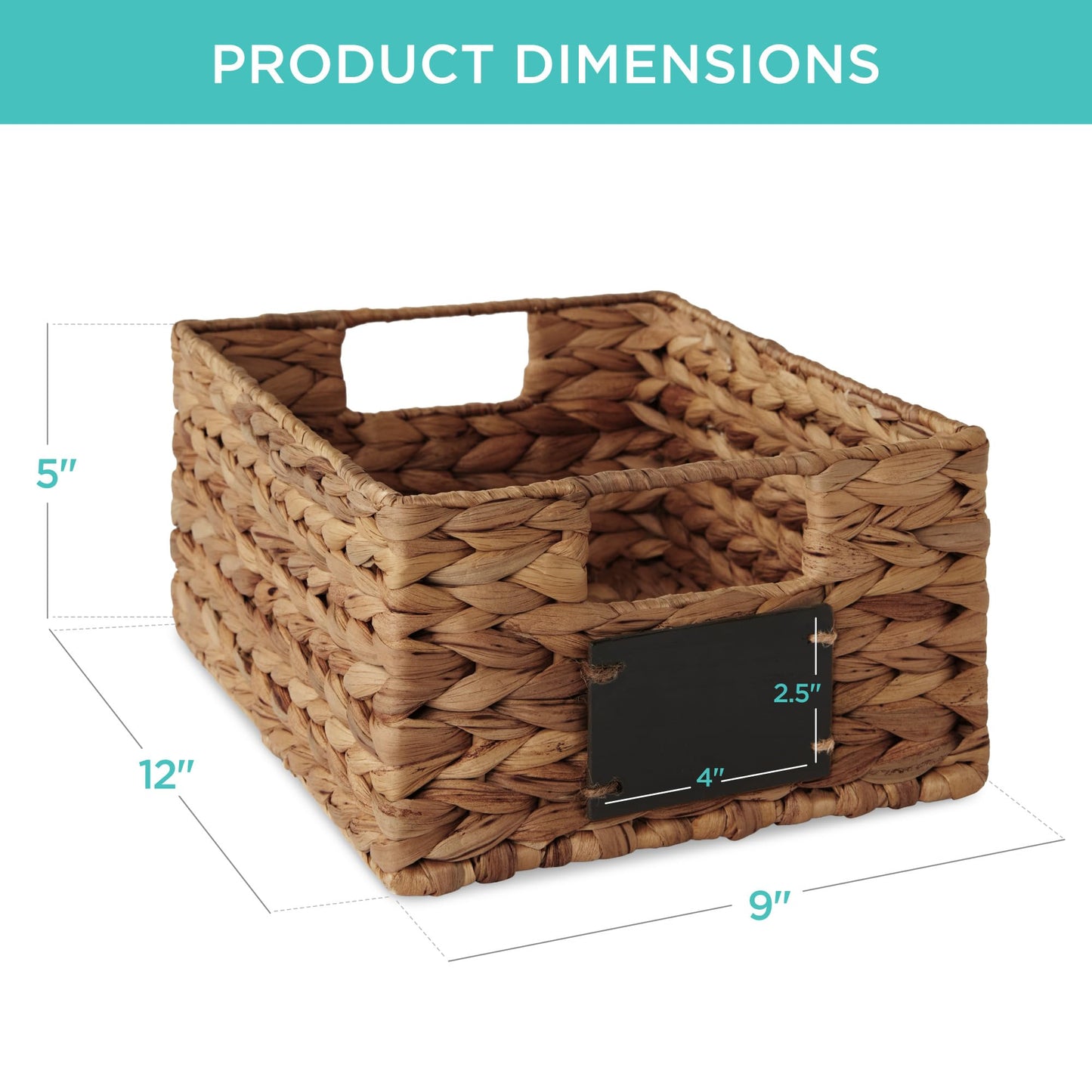 Best Choice Products Set of 4 9x12in Water Hyacinth Pantry Baskets, Woven Organizers w/Chalkboard Label, Chalk Marker - Chestnut