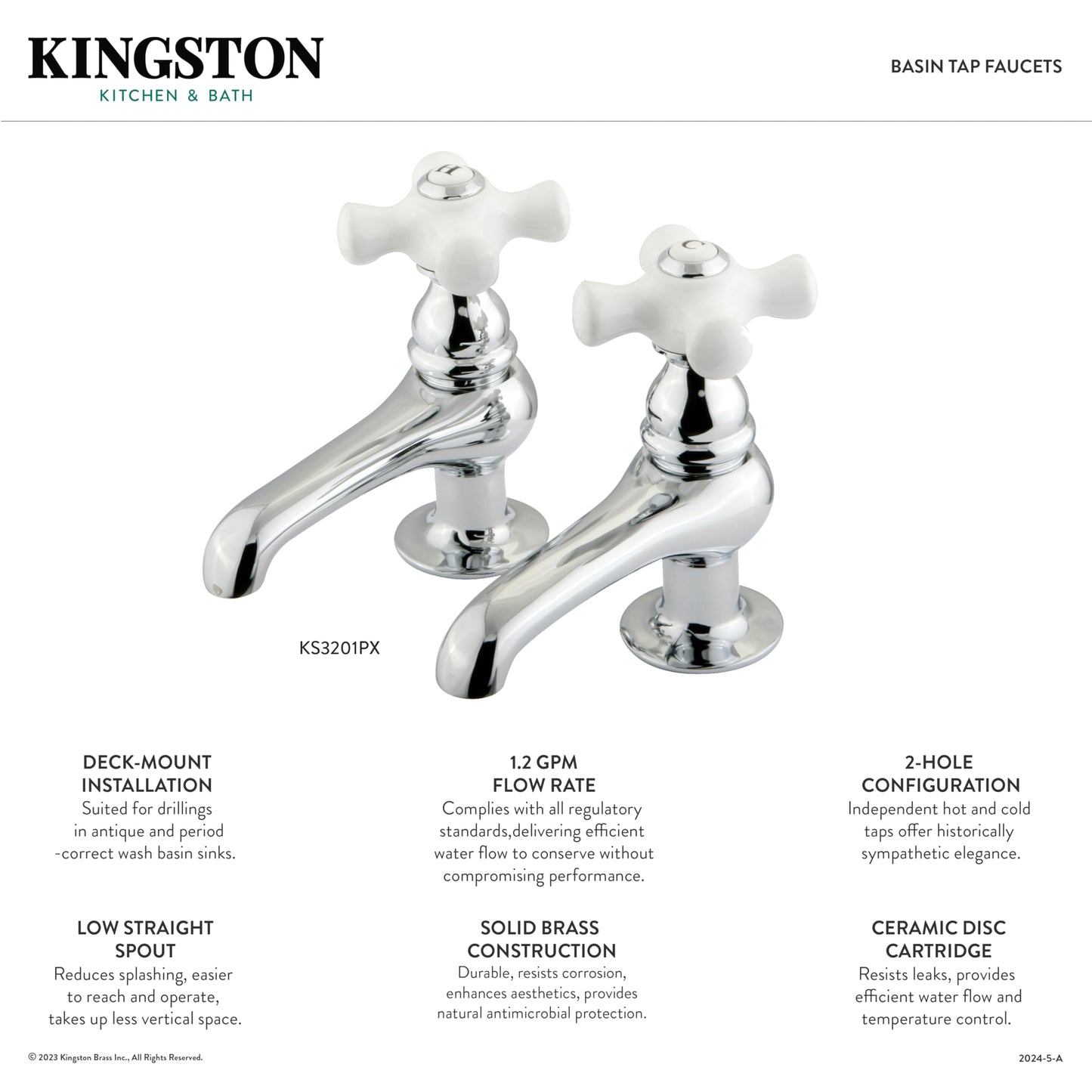 Kingston Brass KS3201PX Restoration Basin Faucet, 3-1/2", Polished Chrome
