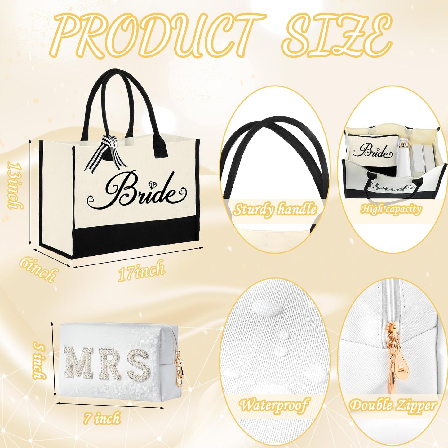 Bride to Be Gift Set, Bridal Shower Gift, MRS Gifts, Bachelorette Gifts for Bride, Bride Slippers I Do Slippers Bride Tote Bag Bride Makeup Bag MRS Makeup Bag Bride Cosmetic Bag Bride MRS Patch