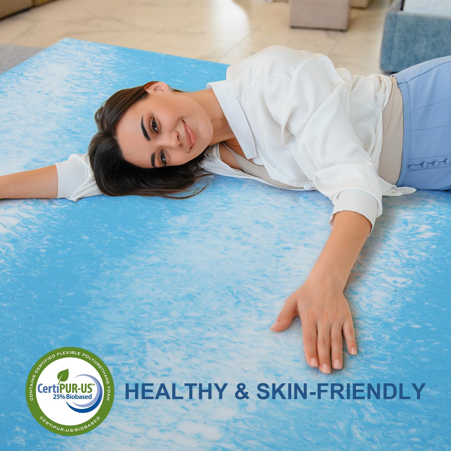 Bynex 2 Inch Gel Memory Foam Mattress Topper, Twin Size Cooling Bed Topper for Back Pain & Pressure Relief