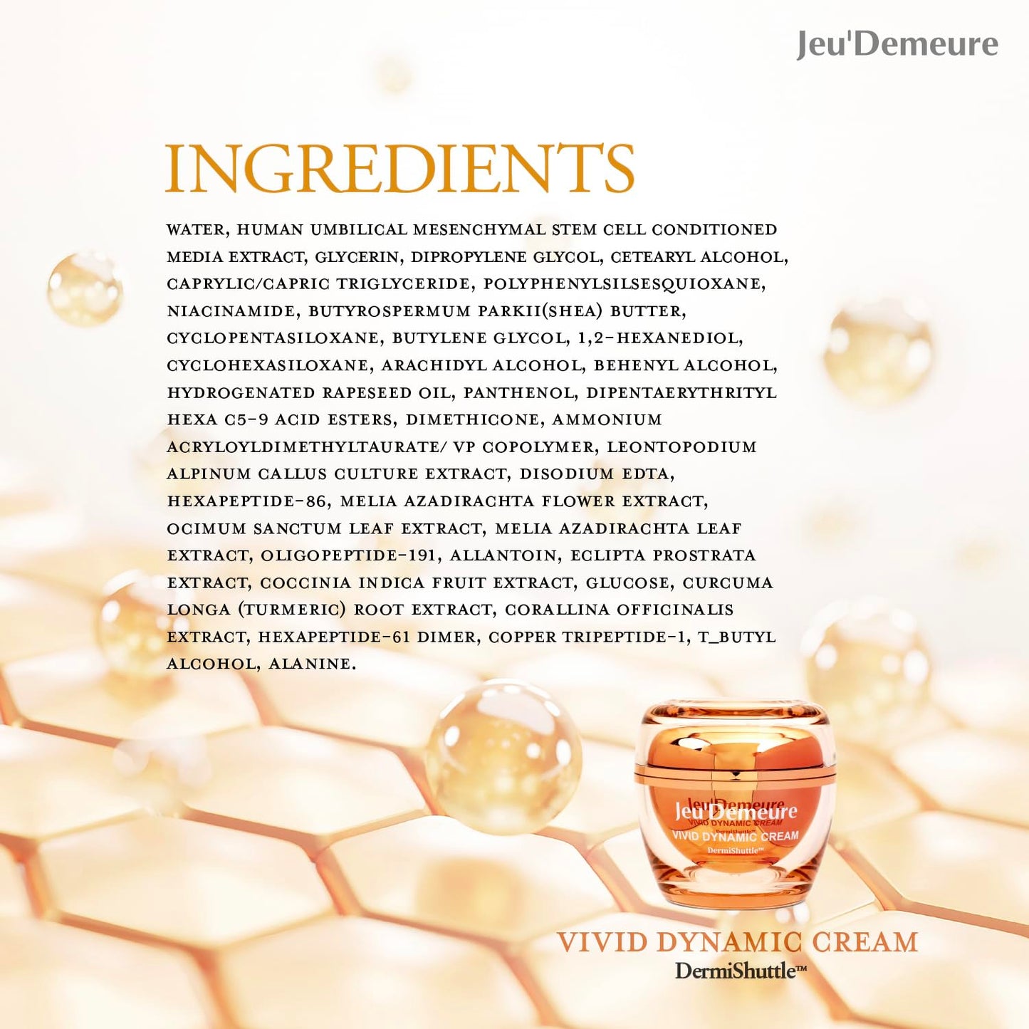 JEU'DEMEURE Vivid Dynamic Cream with Peptides Moisturizer, Exosome 200,000ppm for Glowing, Deep Hydrating, Anti-Aging and Rich Texture, Suitable Korean skincare for face and dry skin 1.69 fl oz