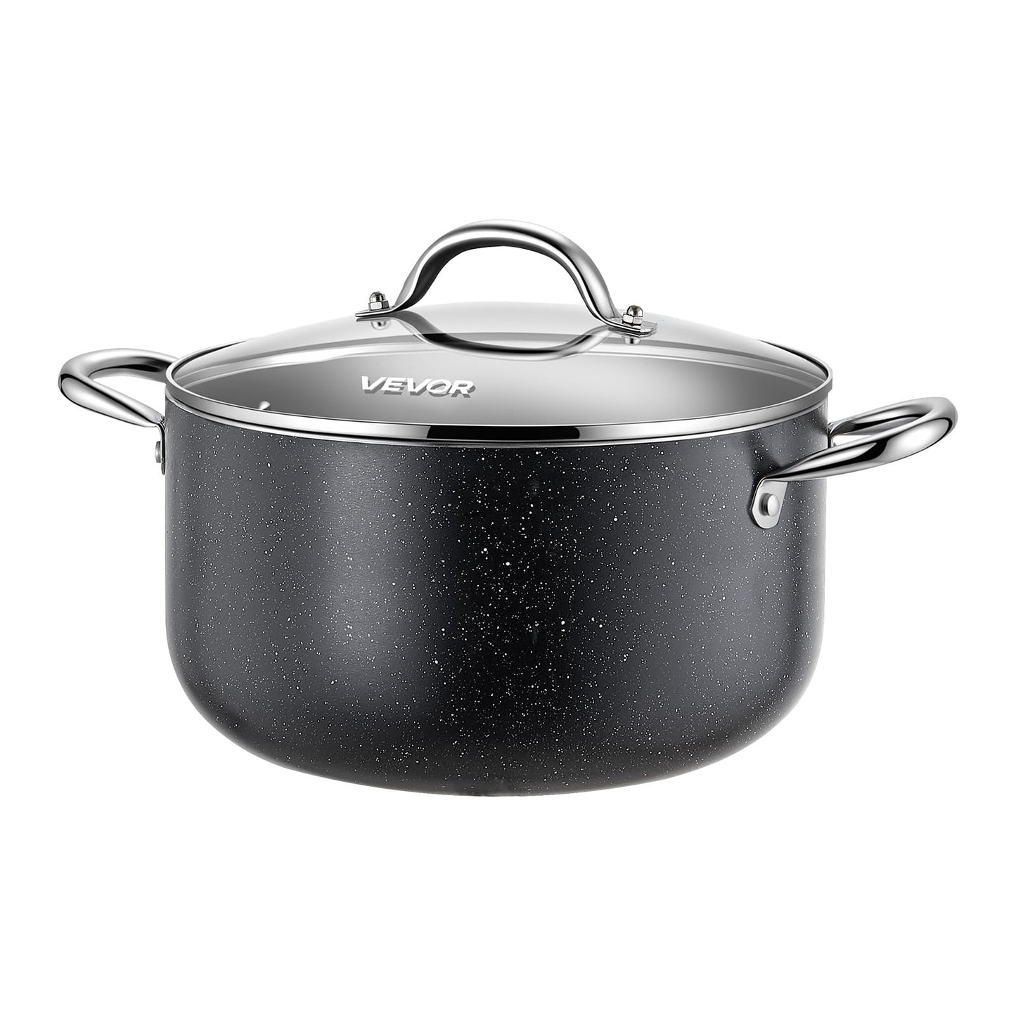 VEVOR Aluminum Stock Pot, 8-Quart Nonstick Ceramic Coated Pot with Glass Lid, PFOA-Free, PFAS-Free, Compatible with Gas Stoves, Induction Cooktops, Electric Stoves, for Soups, Stews, and Pasta