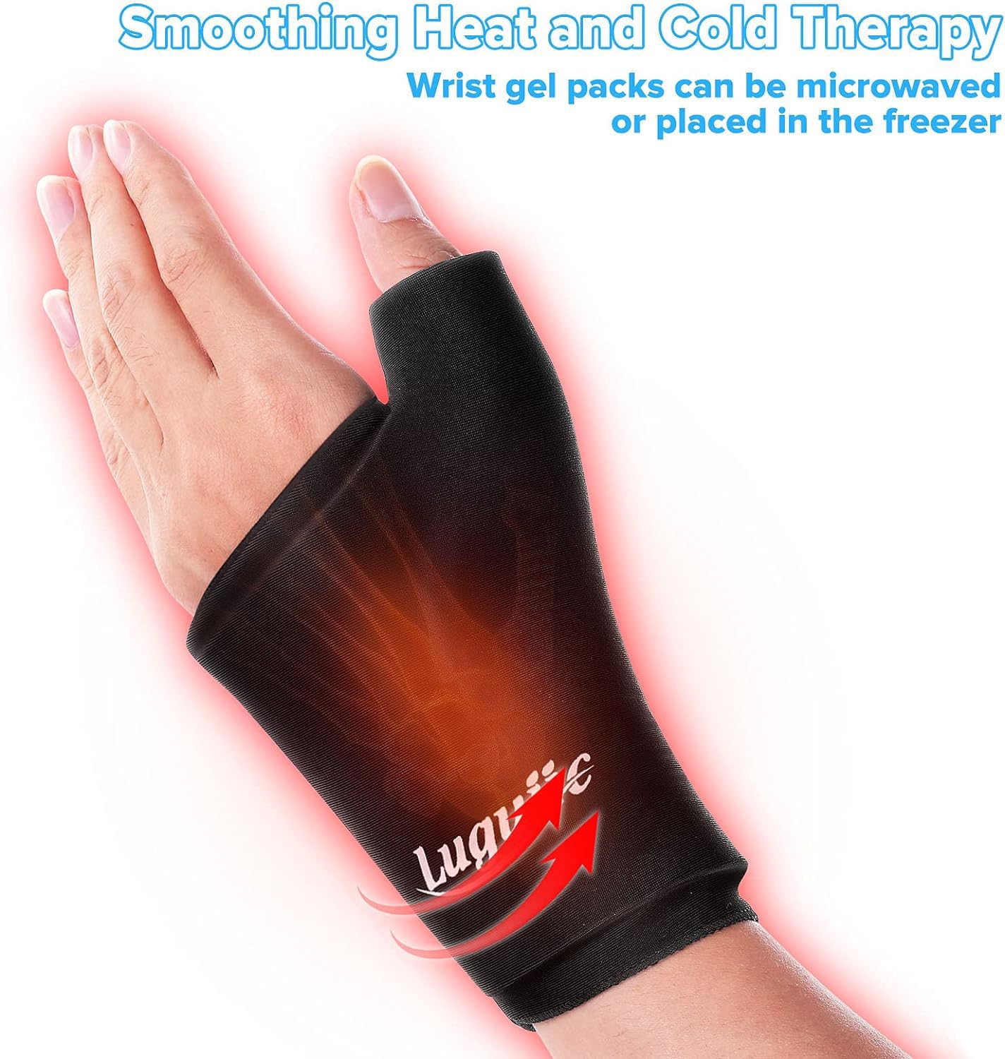 2-Pack Reusable Thumb & Wrist Gel Wraps - Hot/Cold Therapy for Pain Relief, Carpal Tunnel, Arthritis, Tendonitis & Swelling (Black, Medium*2)