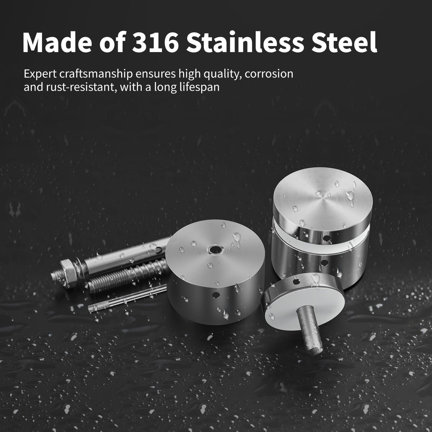 12 Pack 2"x2" Glass Railing Standoff Heavy Duty SS316 Glass Standoff Mounts Glass Standoff Nail for Balcony Stair Balustrade Glass