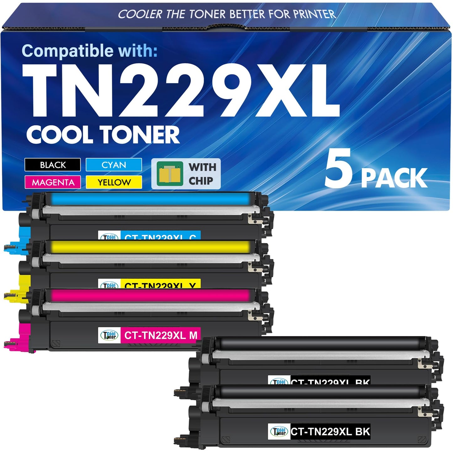 TN229XL TN229 229XL MFC-L3780CDW Toner Cartridges: MFC-L3720CDW HL-L3280CDW Compatible for Brother TN 229 TN-229XL TN229XXL TN-229 HL-L3220CDW HL-L3300CDW HL-L3295CDW MFC-L8395CDW Printer (5 Pack)