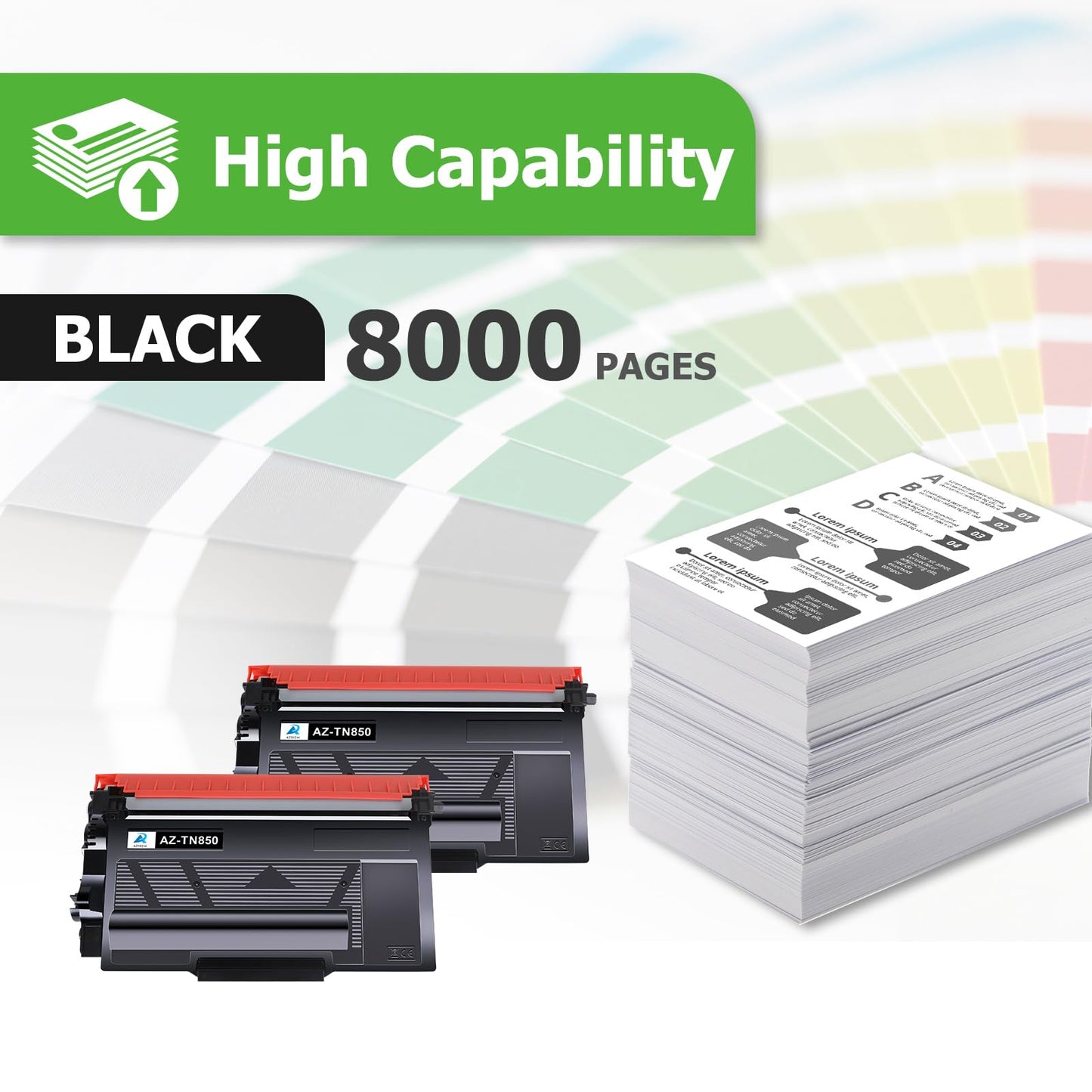 Aztech Compatible Toner Cartridge Replacement for Brother TN 850 TN850 TN-850 TN820 TN-820 HL-L6200DW MFC-L5850DW MFC-L5900DW MFC-L5700DW HL-L5200DW MFC-l5800DW Printer Ink High Yield (Black, 2-Pack)