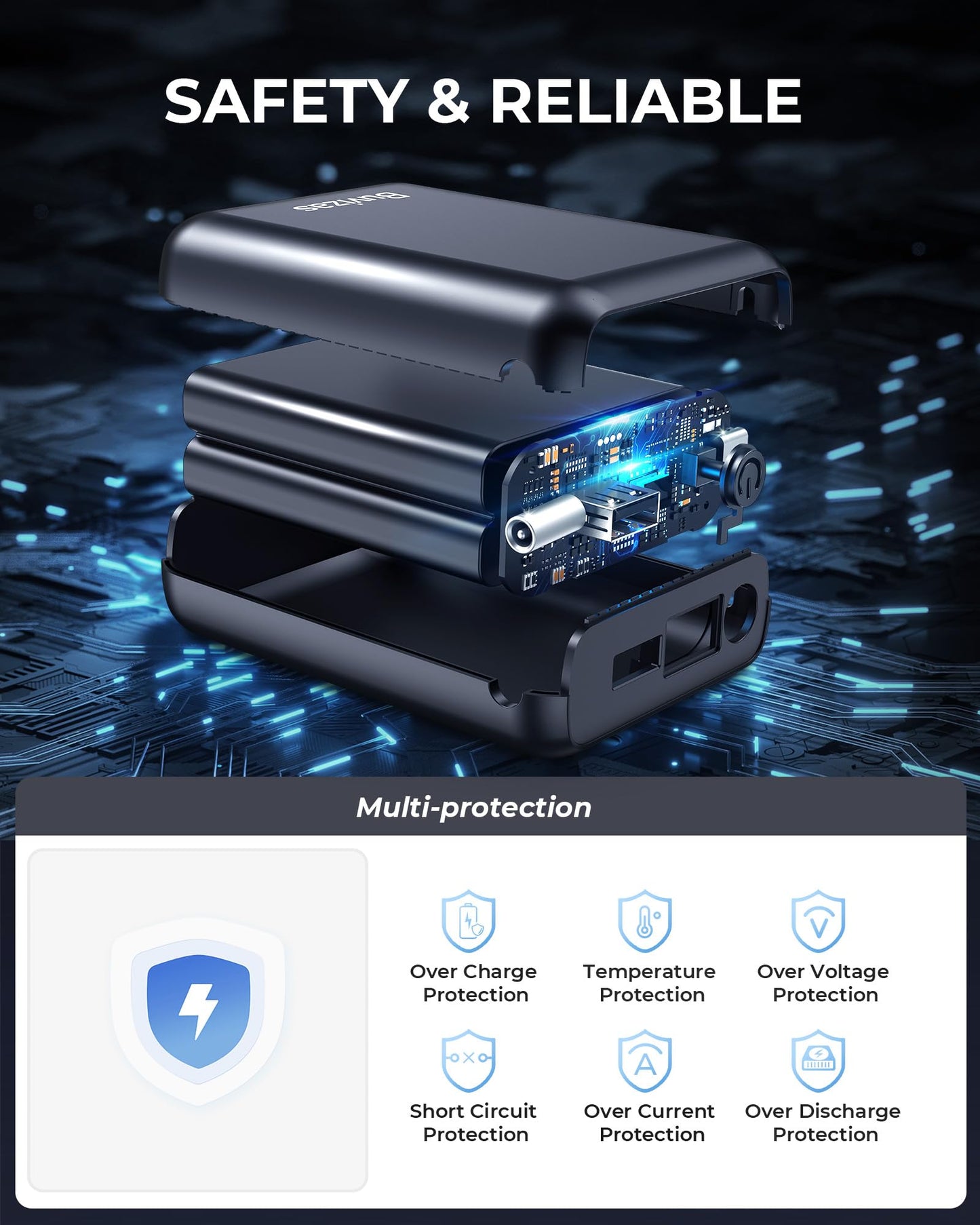 7.4V 18400mAh Heated Vest Battery Pack for ORORO, for Venustas, Portable 7.4V Battery Pack for Heated Jacket with 2 Adapter Cables, Power Bank for Heated Vest, Jacket, Pant(No for 5V Heated Device)