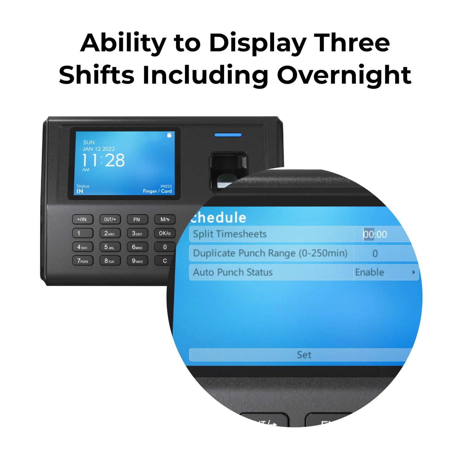 ANVIZ Time Clocks for Small Business Employees - No Software Required - Fingerprint Biometric Clock in and Out Machine - Right Out of The Box, Finger + RFID + Pin Punching
