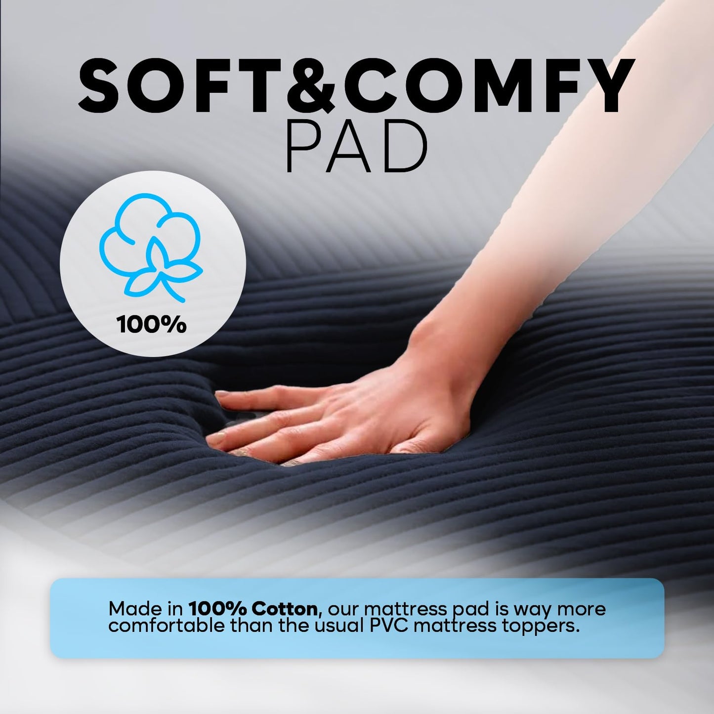 Adamson B10 Navy Blue Bed Cooling System - Twin 75” L x 39” W - 100% Cotton Mattress Cooling Bed Pad for Night Sweats - Water Bed Cooler - Ideal for Hot Sleepers - 5-Year Assurance