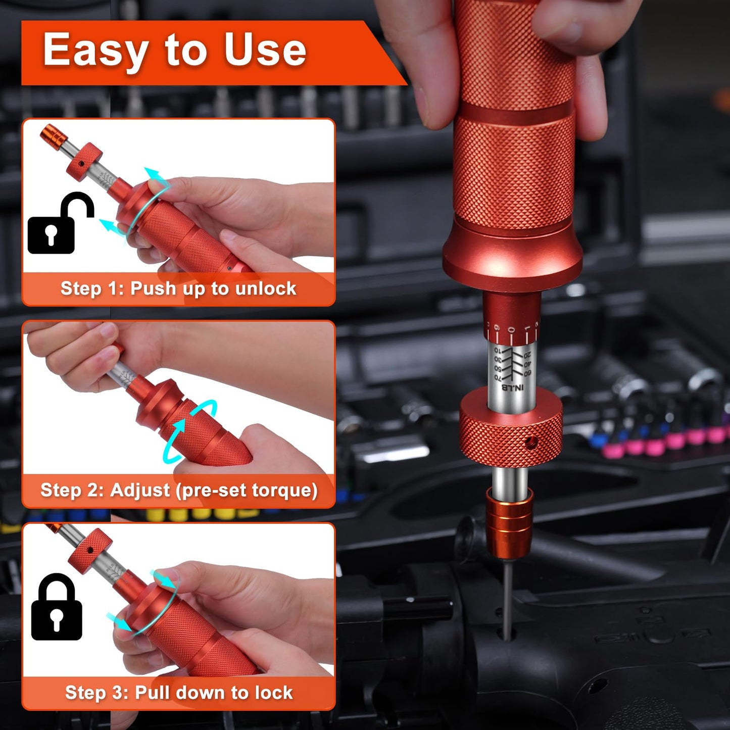 68Pcs Torque Screwdriver Wrench Set 10-70 IN.LB, Inch Pound Torque Driver with S2 Steel Bits, 1/4" Drive, Magnetic Quick-Release Adapter for Bike Repair, Mounting and Maintenance
