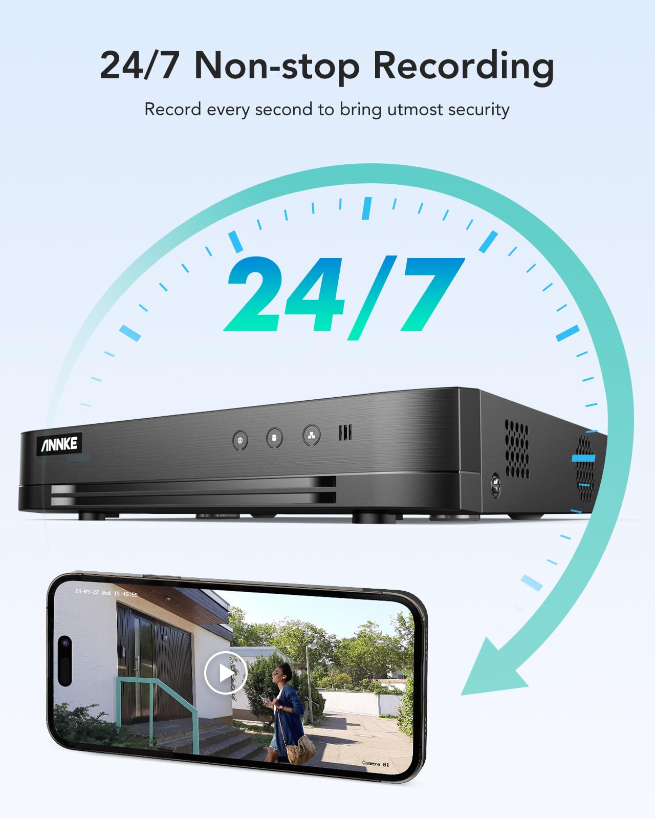 ANNKE 16Channel 1080P Lite Security Digital Video Recorder with AI Human/Vehicle Detection, H.265+ Video Compression for Bandwidth Efficiency, 16CH 5-in-1 CCTV DVR for Surveillance Camera, NO HDD