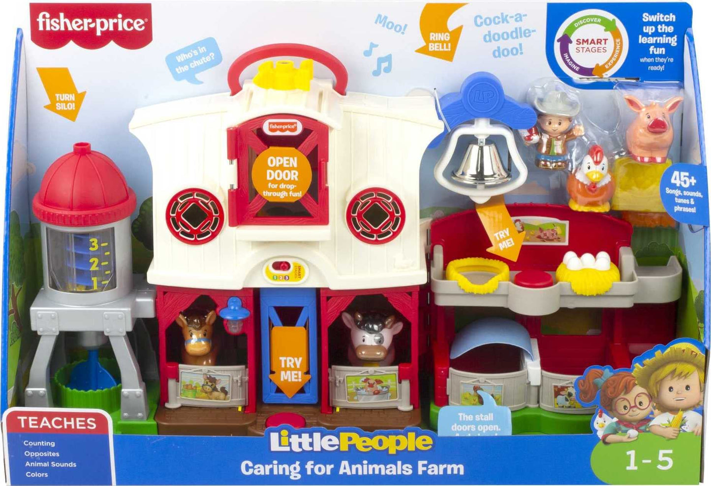 Fisher-Price Little People Toddler Learning Toy Caring for Animals Farm Playset with Smart Stages for Pretend Play Kids Ages 1+ Years