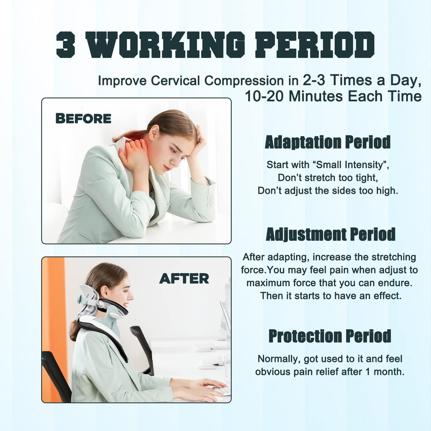 ALLILUYAA Cervical Neck Traction Device,Electric Air Pump Neck Stretcher Cervical Traction Device,with 3 Power Traction and 8 Airbag Support,Neck Brace which Decompresses the Neck and Relieves