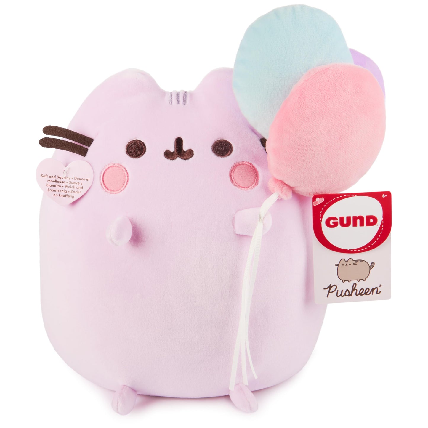 GUND Pusheen 15th Anniversary Squisheen Plush, Squishy Toy, Collectible Plush, Cat Stuffed Animal for Ages 8 and Up, Pink, 9.5”