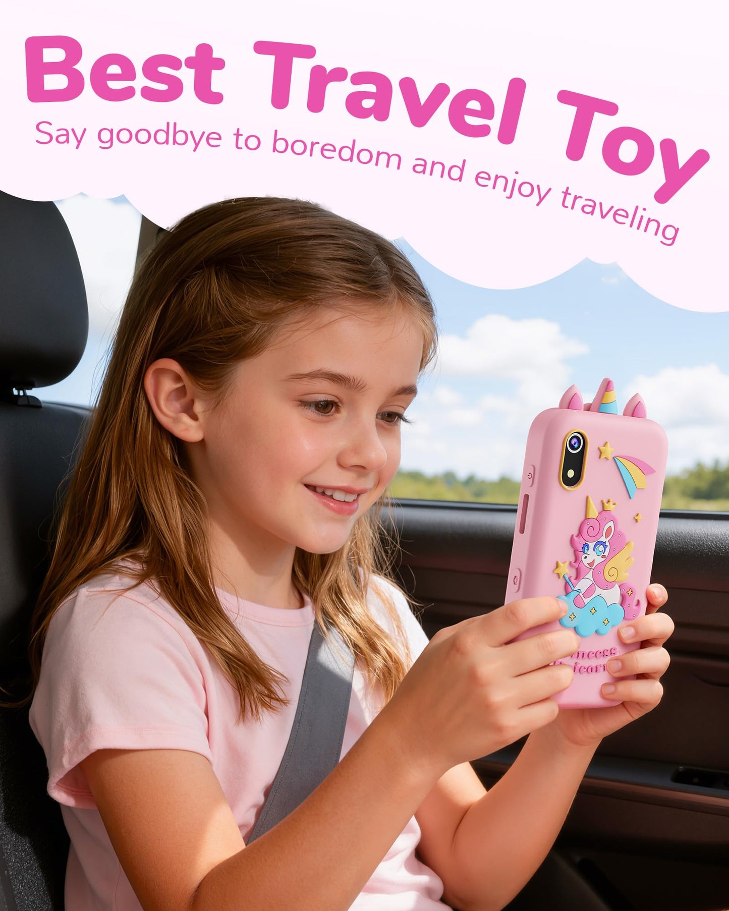 KOKODI Kids Phone, 4 Inch Toddler Camera (Pink)