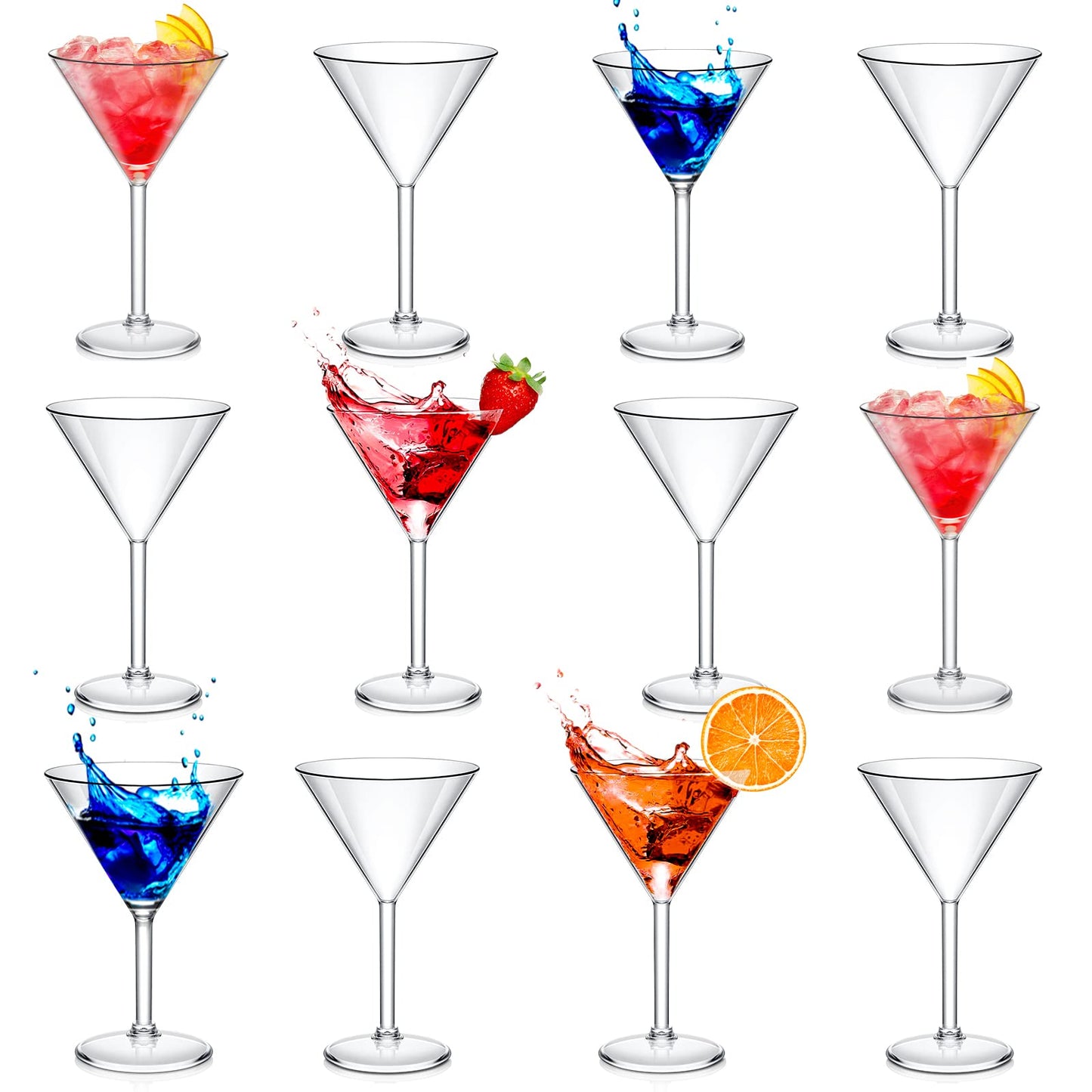 12 Pack Plastic Martini Glasses 10 oz Acrylic Unbreakable Cocktail Glasses Plastic Cups Dessert Cocktail Cups Drinkware Drink Glassware for Mousse Home Bar Restaurant Wedding Festival Party Supply