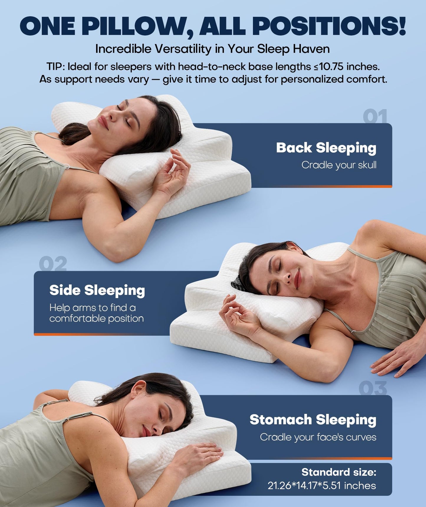Sleep Doctor Approved Cervical Neck Pillow for Sleeping, Ergonomic Contour Side Sleeper Pillows for Adults, Cooling Orthopedic Pillow for Pain Relief Support, Memory Foam Pillows Back Stomach Sleepers