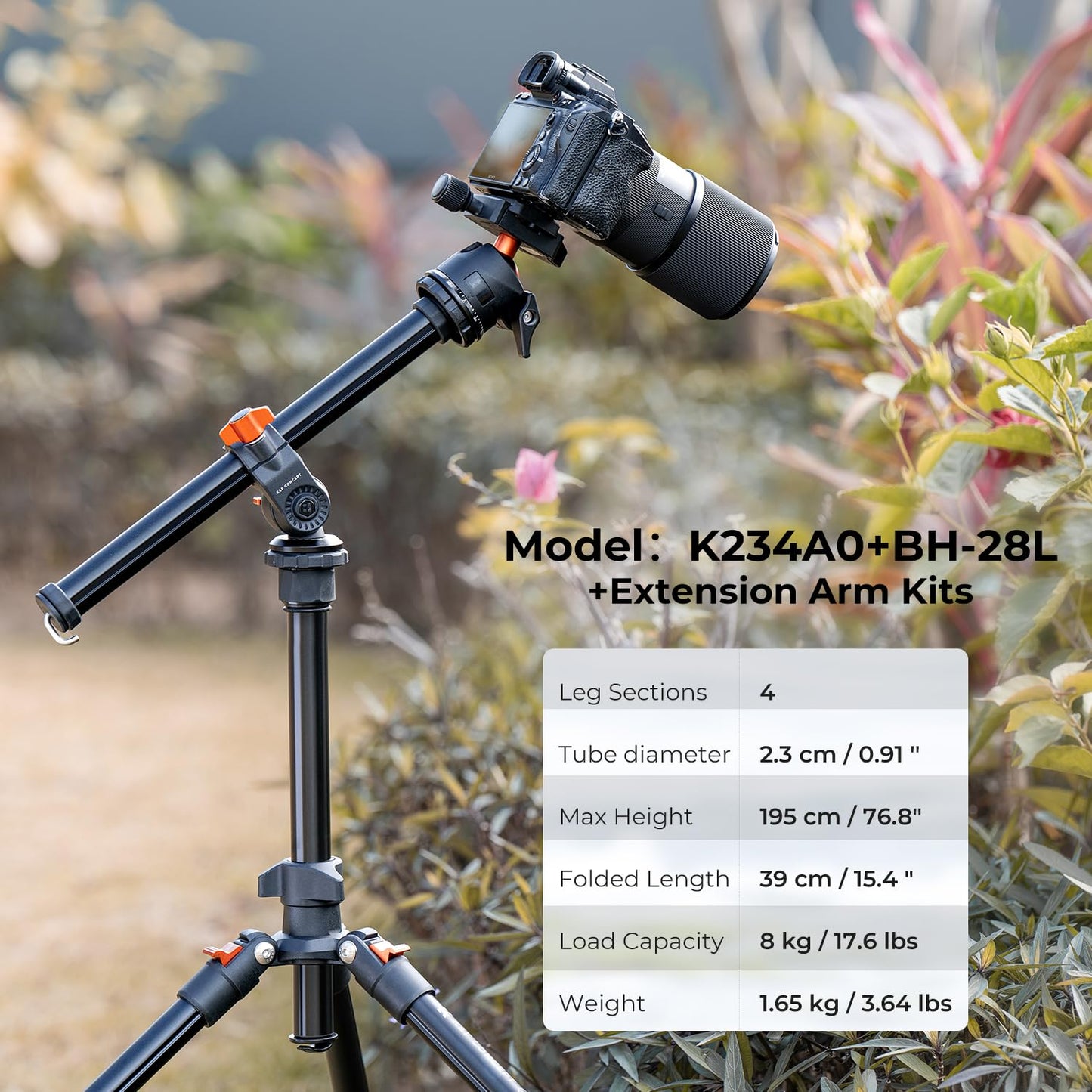 K&F Concept 76 inch Camera Tripod with Rotatable Multi-Angle Center Column,Lightweight Travel Outdoor DSLR Tripods with 360 Degree Ball Head Load Capacity 8kg/17.6lbs, Cellphone Clips for Smartphone