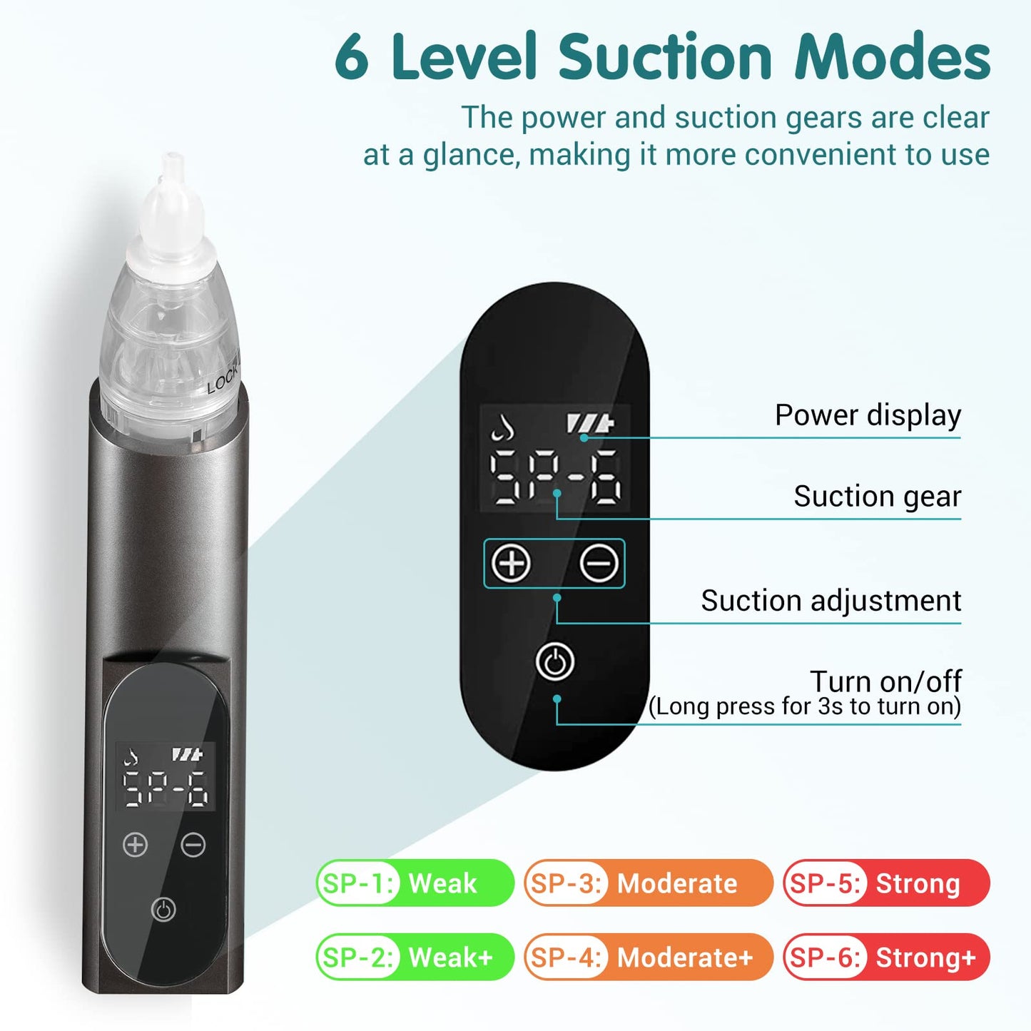 2025 Ear Wax Vacuum Removal Tool, 6 Gear Strong Suction Electric Ear Cleaner Ear Vacuum Wax Remover, USB Charge Earwax Removal Kit Reusable Soft Silicone Ear Cleaning Kit Water Remover Tool (Black)