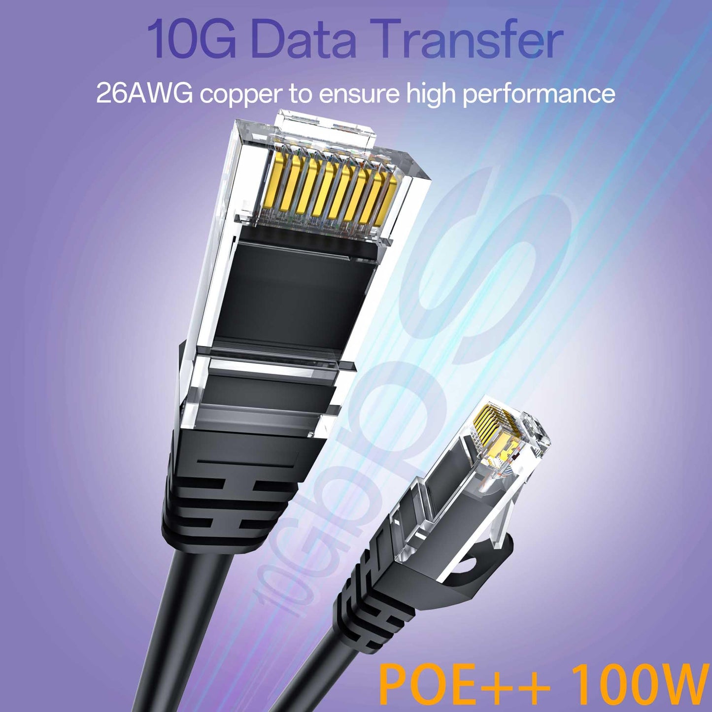 Cat 6 Ethernet Cable 6FT (24Pack), Cat6 Ethernet Patch Cable 10Gbps, High-Speed UTP Cat6 Network Cable Pure Copper, Cat 6 Cable for Home and Office Network, Black