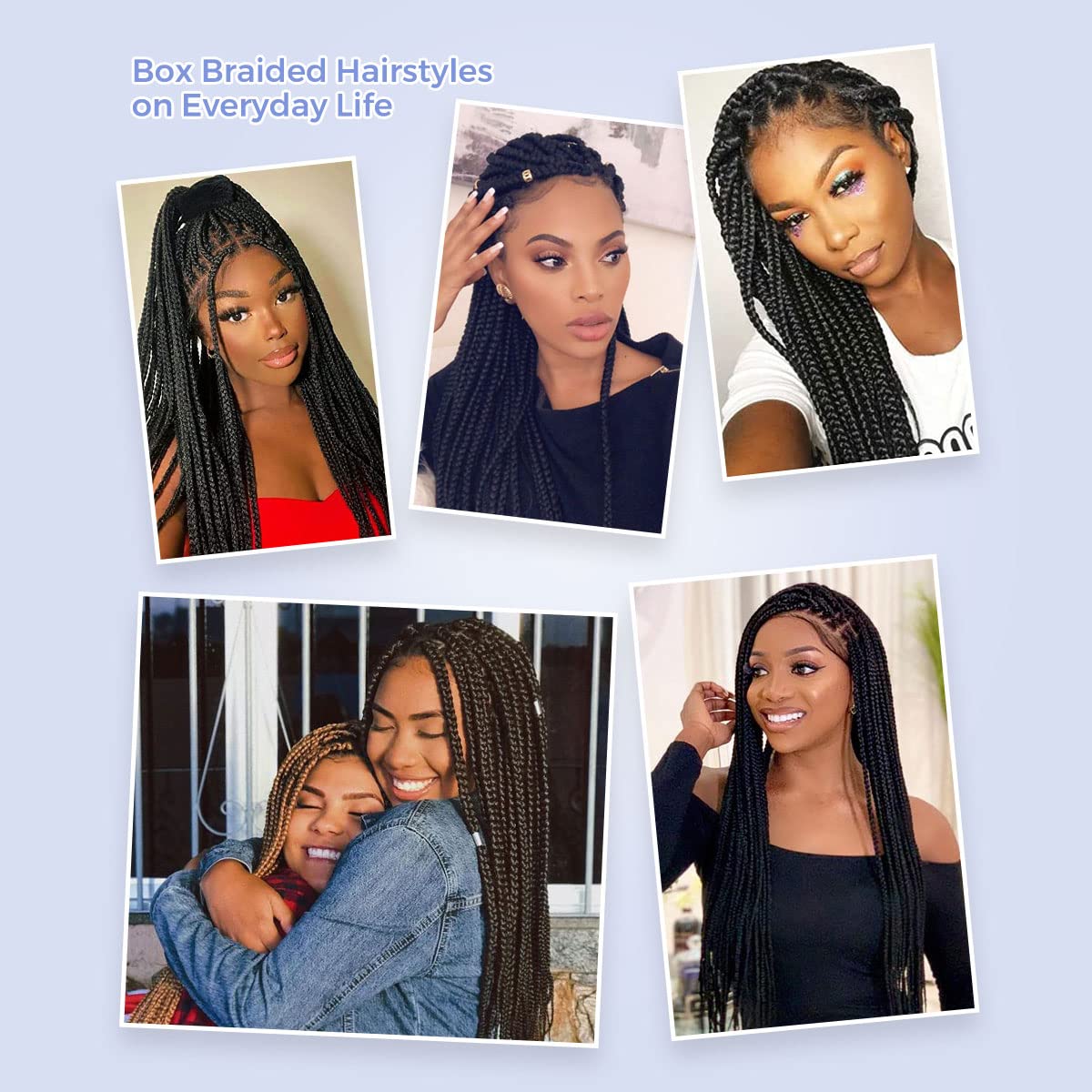 KRALER 36 inch Braided Wigs for Black Women, Knotless Box Braid Wig Full Double Lace Square Based Micro Box Braids Wig Pre Plucked with Baby Hair