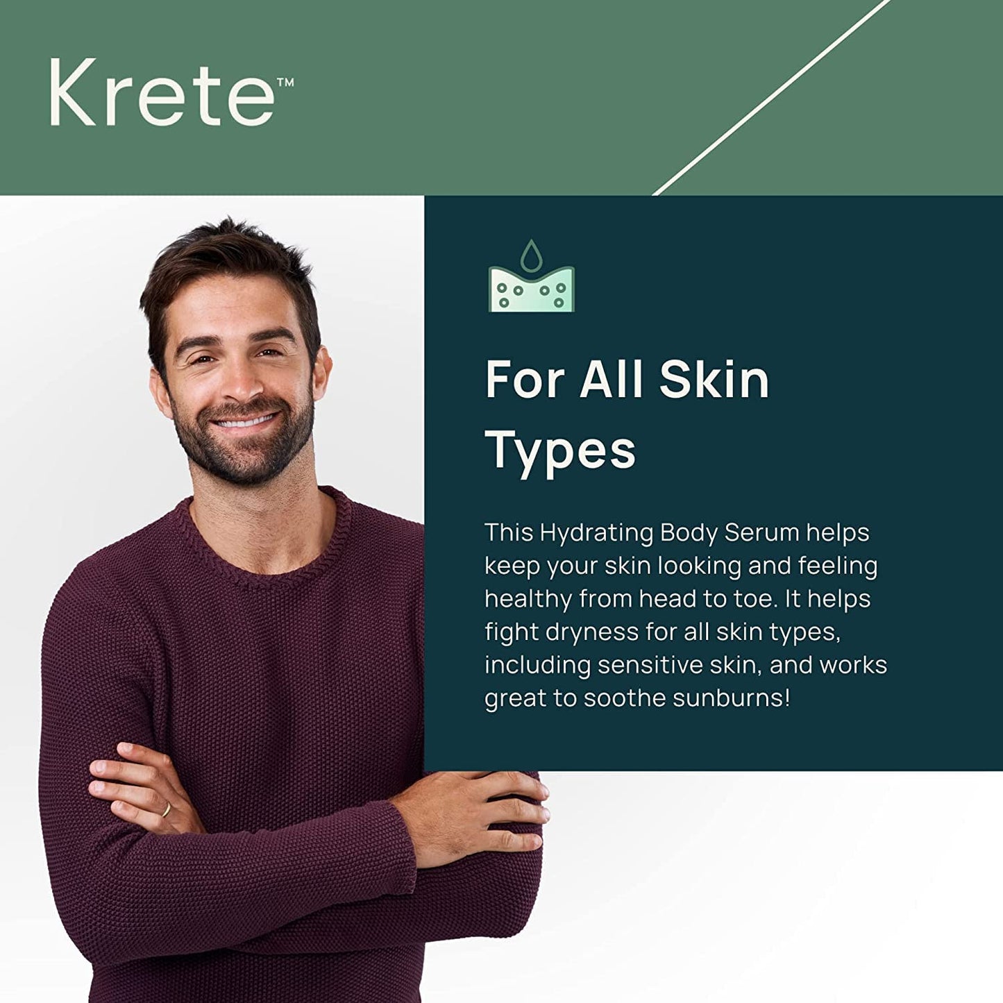 KRETE Hydrating Face & Body Serum Head-to-Toe Bundle - Moisturize, Smooth, Hydrate, & Protect Your Skin In 30-Seconds, Oil-Free, All Skin Types with Apple Stem Cell Extract & Hyaluronic Acid
