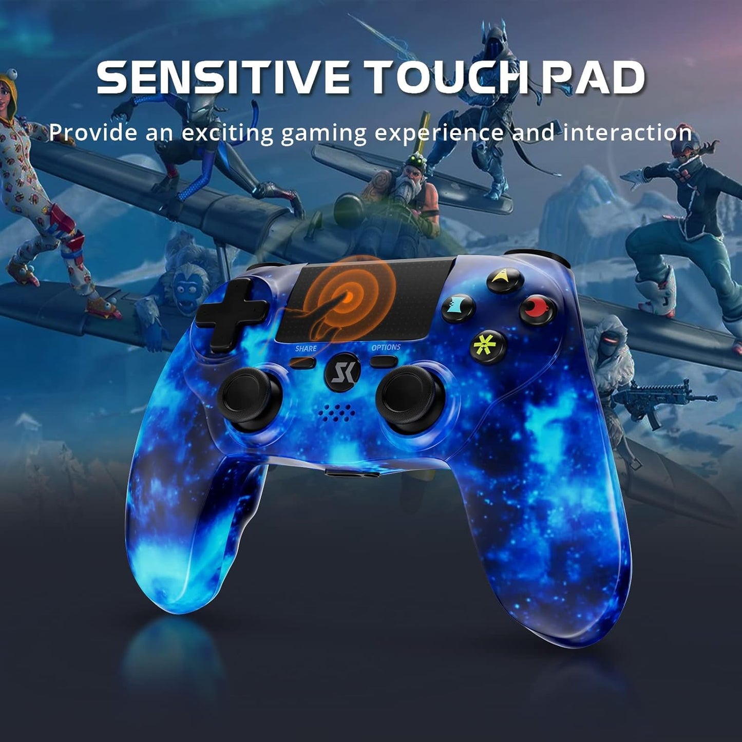 2 Pack Wireless Controller for PS4, Controller for Sony PlayStation 4, Double Shock 6-Axis Motion Sensor, Sensitive Touch Pad, Built-in Speaker & 3.5mm Headset Jack, Compatible with PS4/Pro/Slim