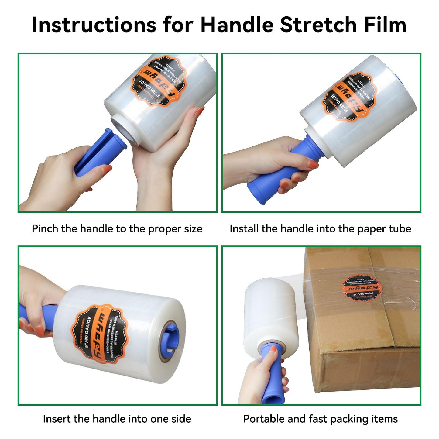 ADAYM Stretch Film Shrink Wrap Roll - 5" x 1200' - 80 Gauge 600% Stretch Self-Adhering Heavy Duty Plastic Wrap for Moving, Packing, Shipping, Furniture & Pallet Stabilization(12 Rolls)
