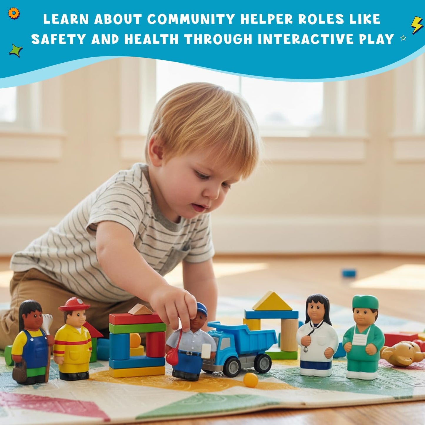 Get Ready Kids 620 Multicultural Career Figures Set of 8-5" Chunky Community Helper Toys for Toddlers, Preschool, Daycare, Classroom Learning & Imaginative Play