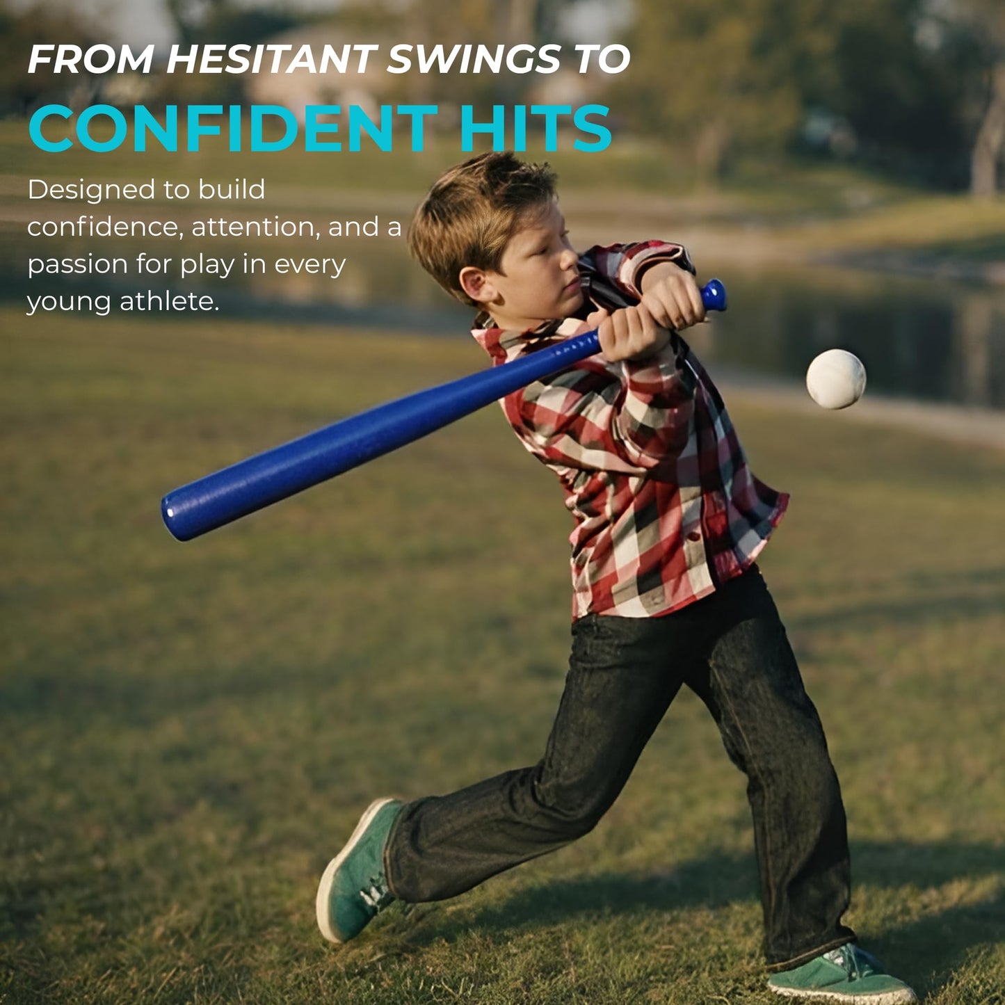 BAMMAX Backyard Baseball Set Includes (2) 32" Plastic Bats & (6) Plastic Baseballs | Great for Backyard Games & Parties | Safer Alternative to Kids Baseball Bats | Great for 3-10 Years Kids