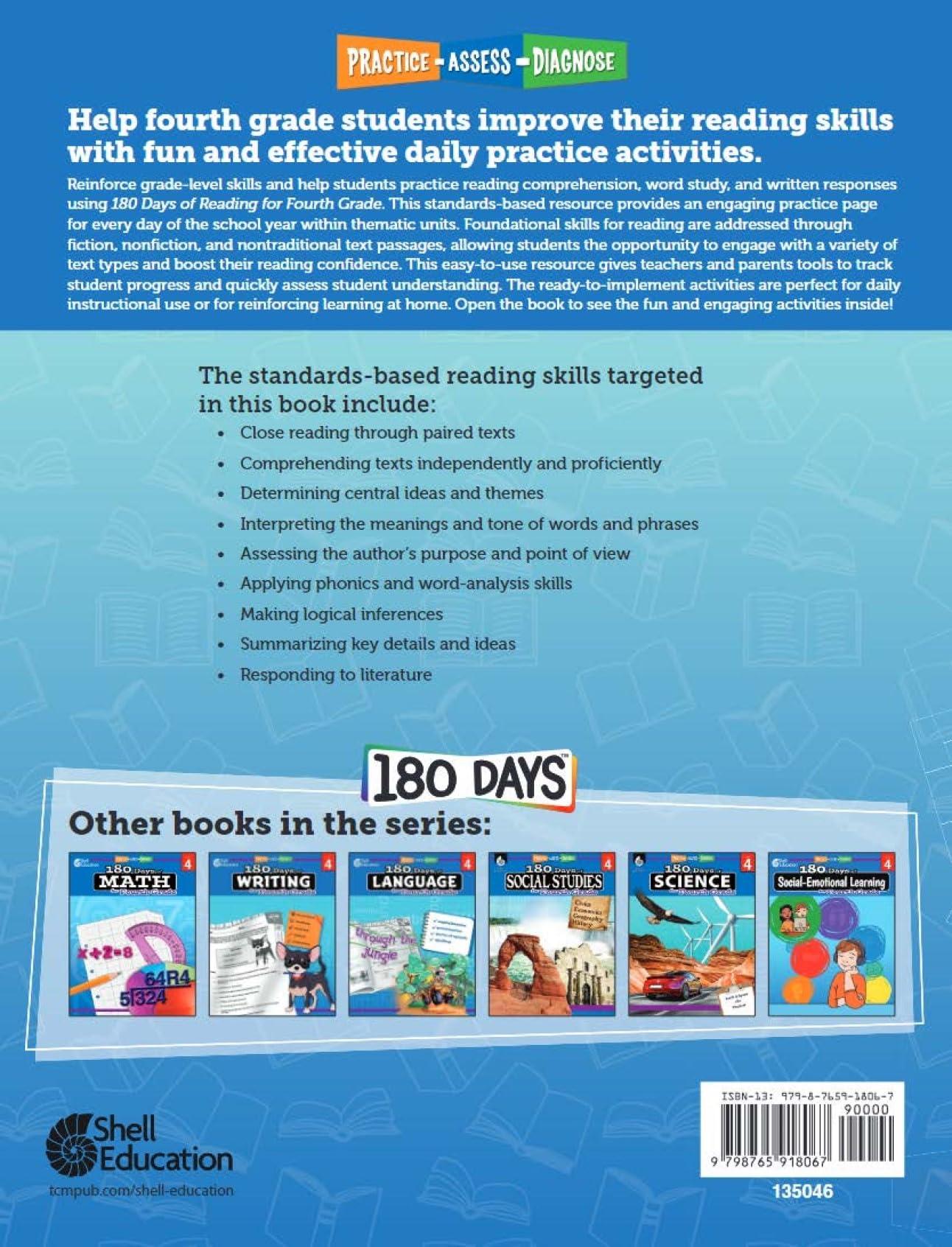 180 Days™: Includes Reading 2nd Edition, Writing, and Math for 4th Grade Practice Workbook for Classroom and Home, Cool and Fun Practice Created by Teachers (180 Days of Practice)