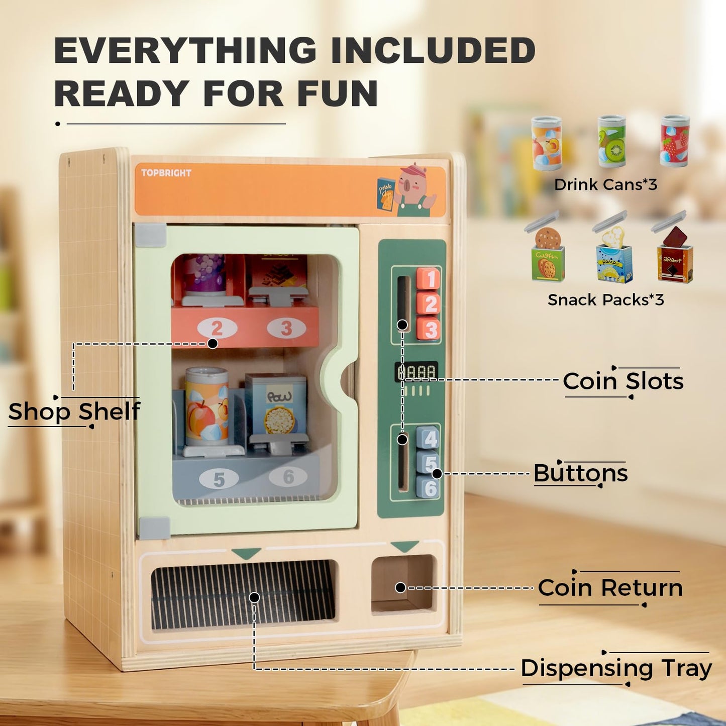 Topbright Wooden Vending Machine Play Set