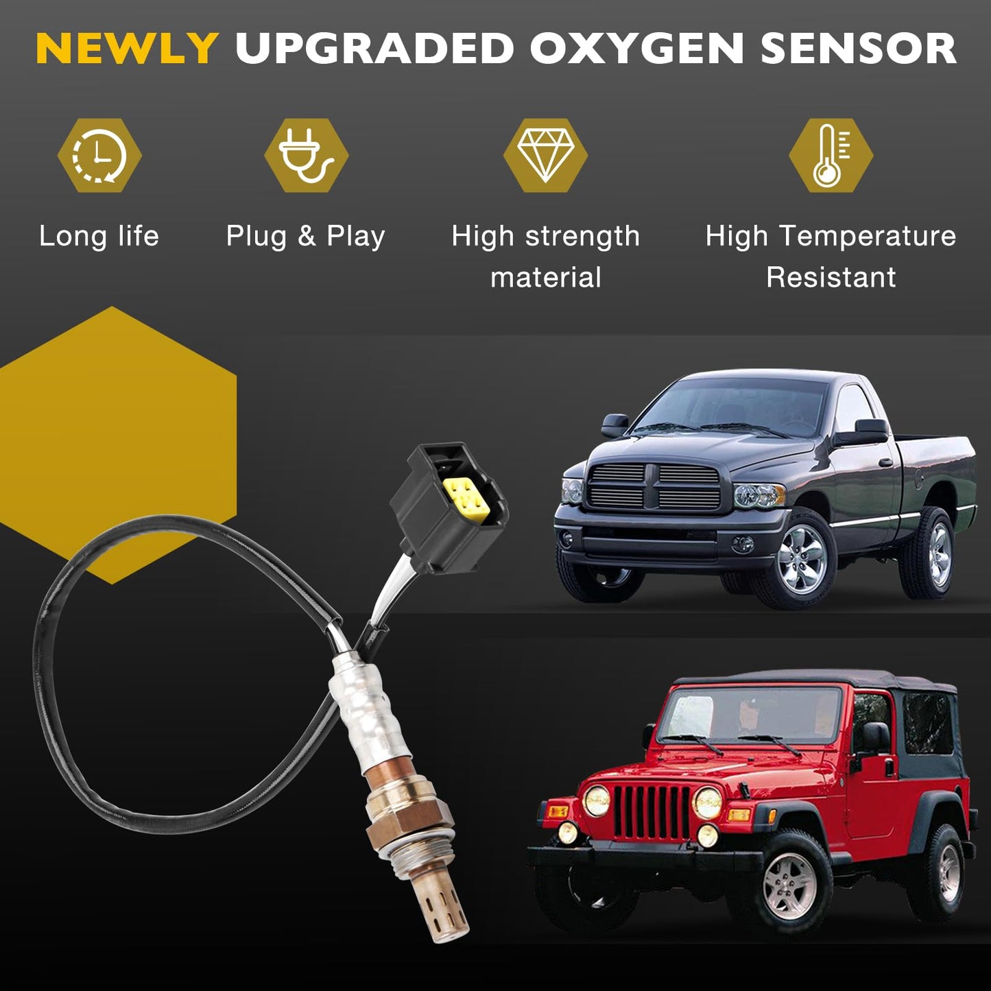 234-4587 250-24253 Oxygen O2 Sensor Upstream/Downstream 4PCS | Compatible for Chrysler 300 Town & Country Dodge Dakota Durango Ram 1500 2500 3500 Jeep Wrangler Grand Cherokee & More