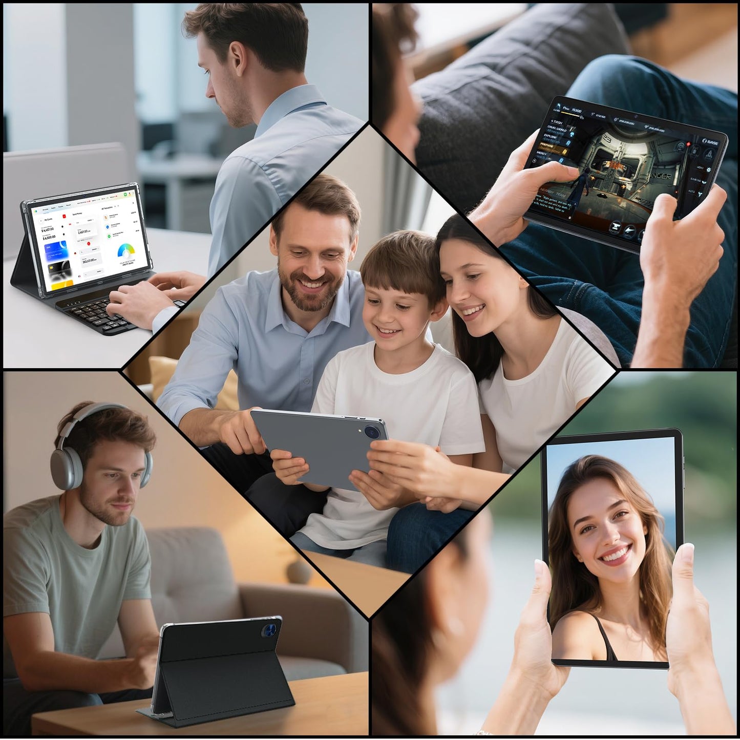 Android 15 Tablet with Keyboard, 26GB RAM, 256GB ROM(2TB Expand), 10.1 inch Octa-Core Tablets, 5G/2.4G WiFi, 8000mAh Battery, BT 5.0, GMS Certified, with Mouse, Case, Stylus, Split screen(Black Case)
