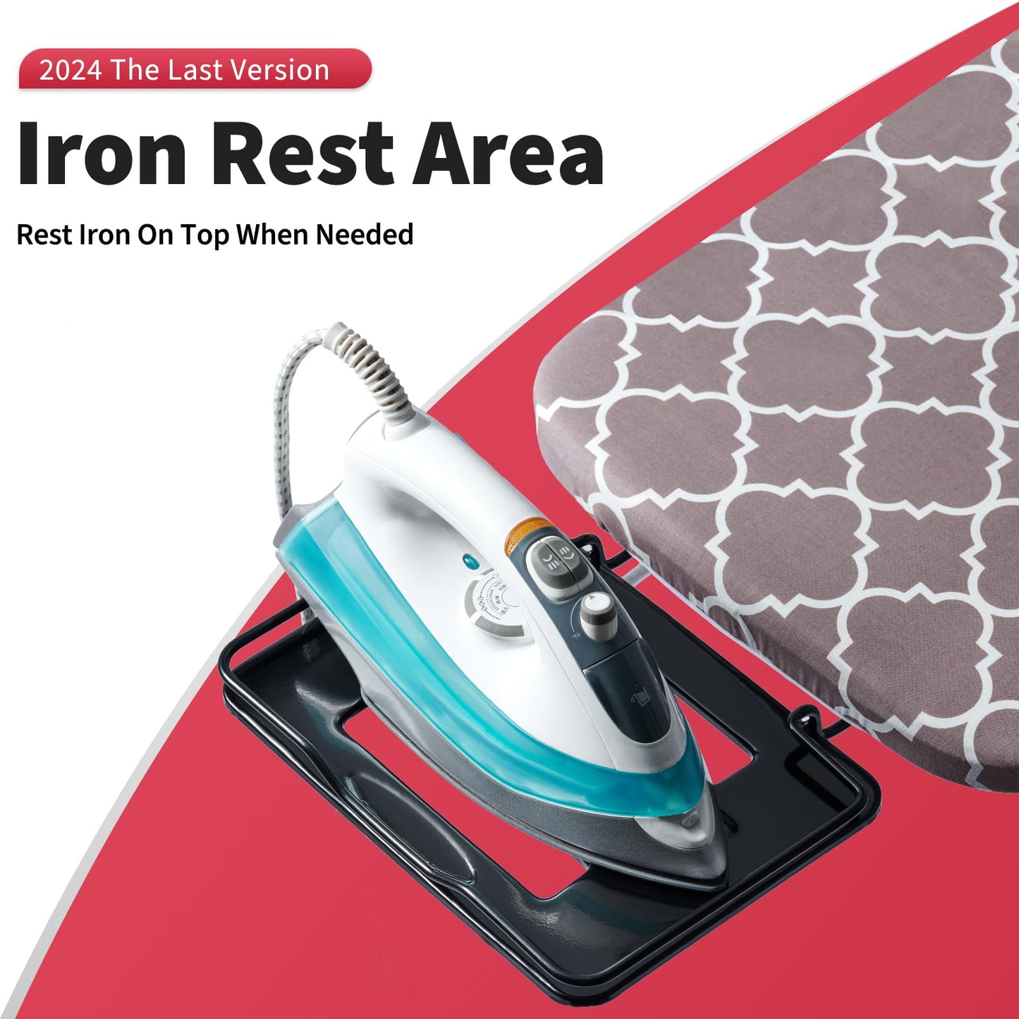 Full Size Ironing Board 57" L X15 W, Large Wide Sturdy Ironing Board with Iron Rest, Foldable Adjustable Iron Board with Heat Resistant Cover, Enhanced Stability (Black Gray)